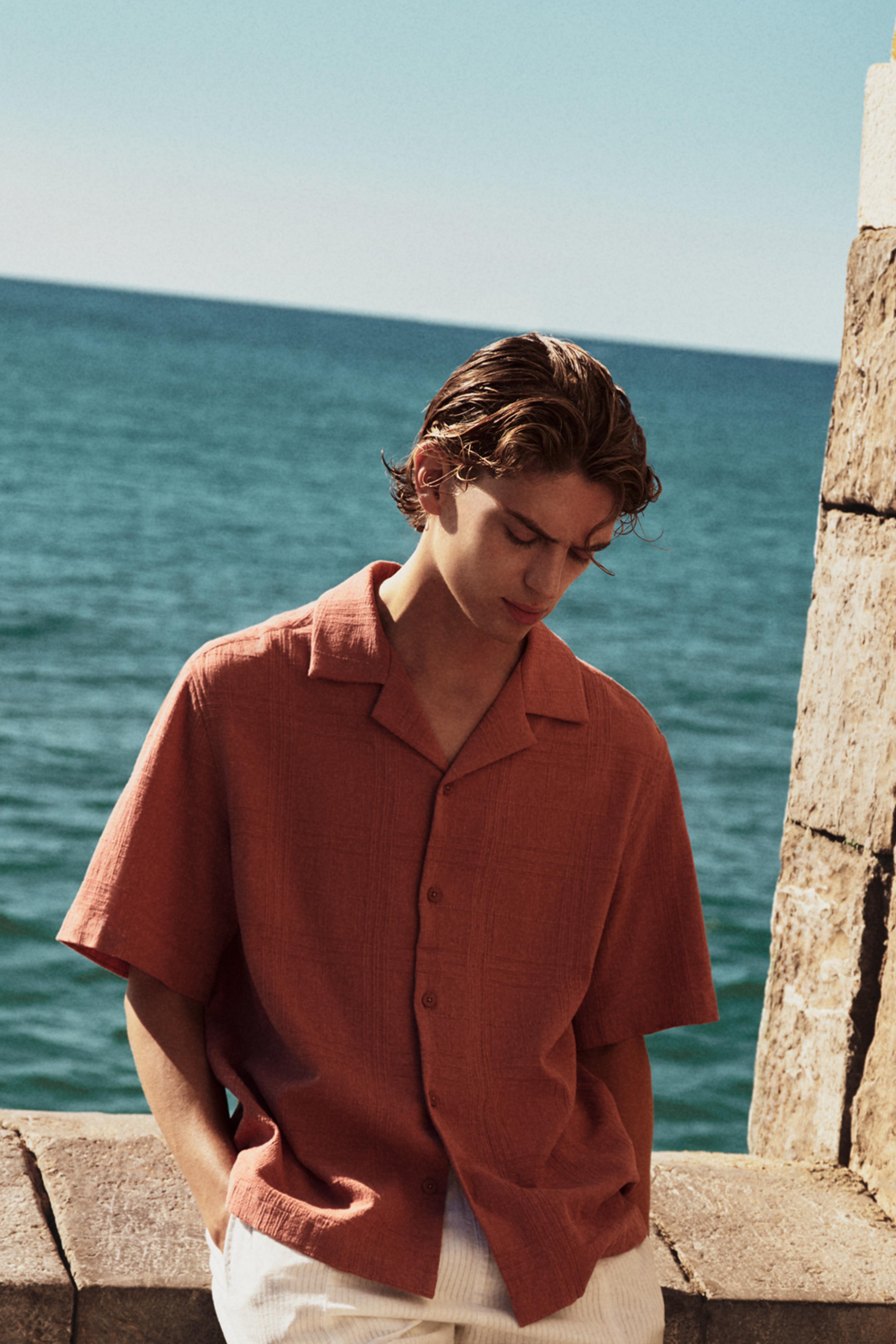 Checked short sleeve shirt — DUSTY PINK