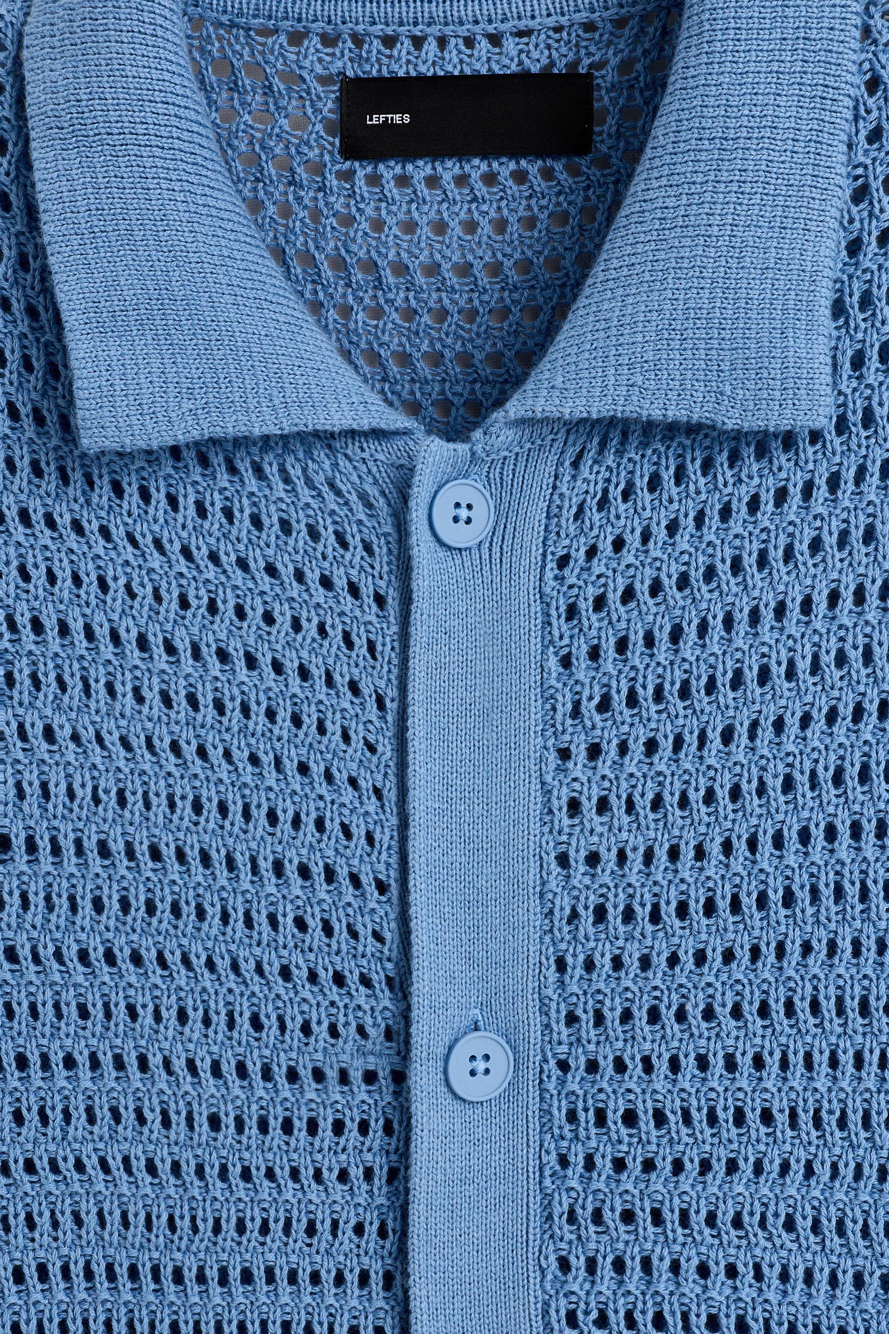Cropped cutwork shirt — BLUE