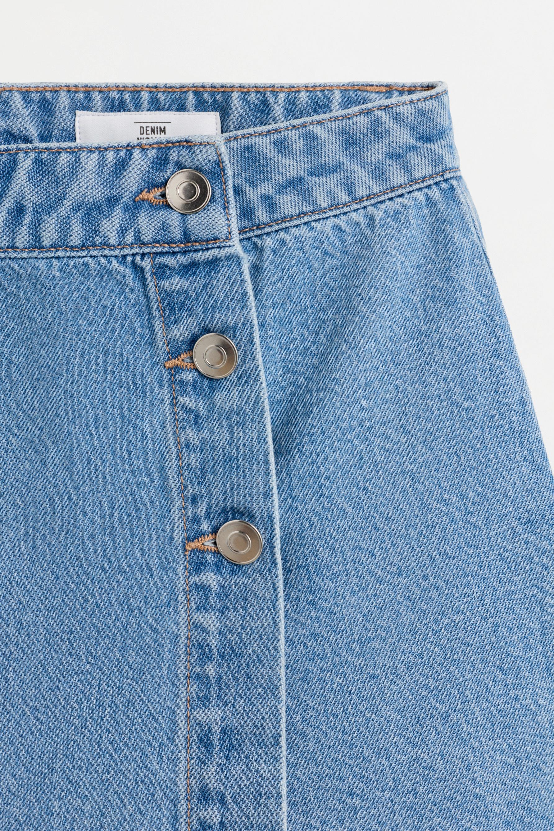 Denim button-front skort — FADED NAVY
