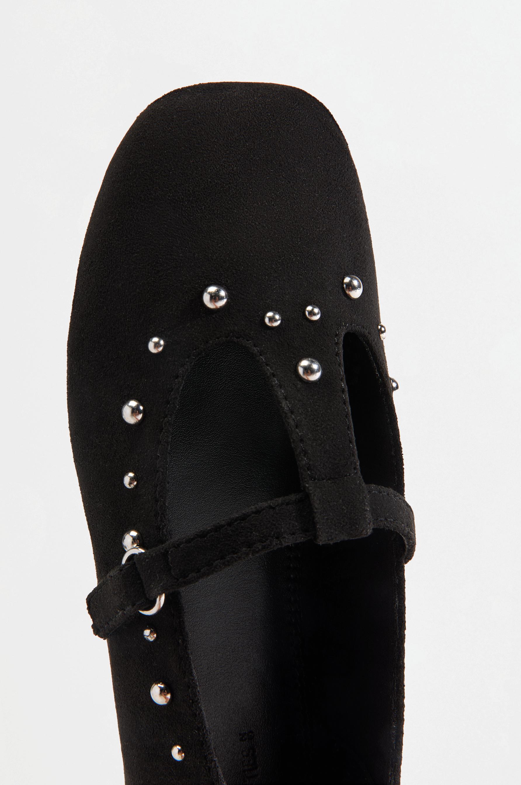T-strap stud ballet flats — BLACK