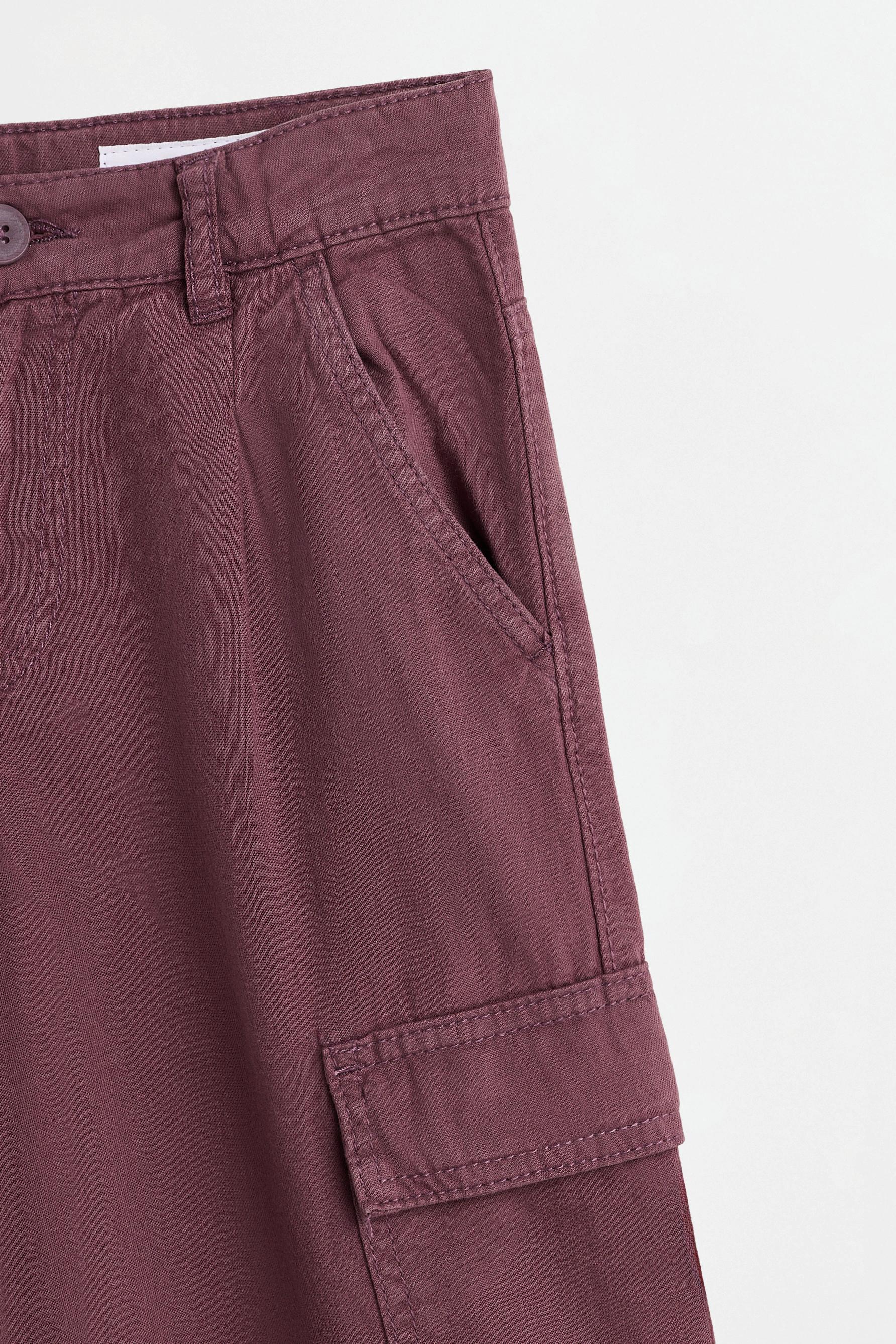 Twill cargo trousers — AUBERGINE