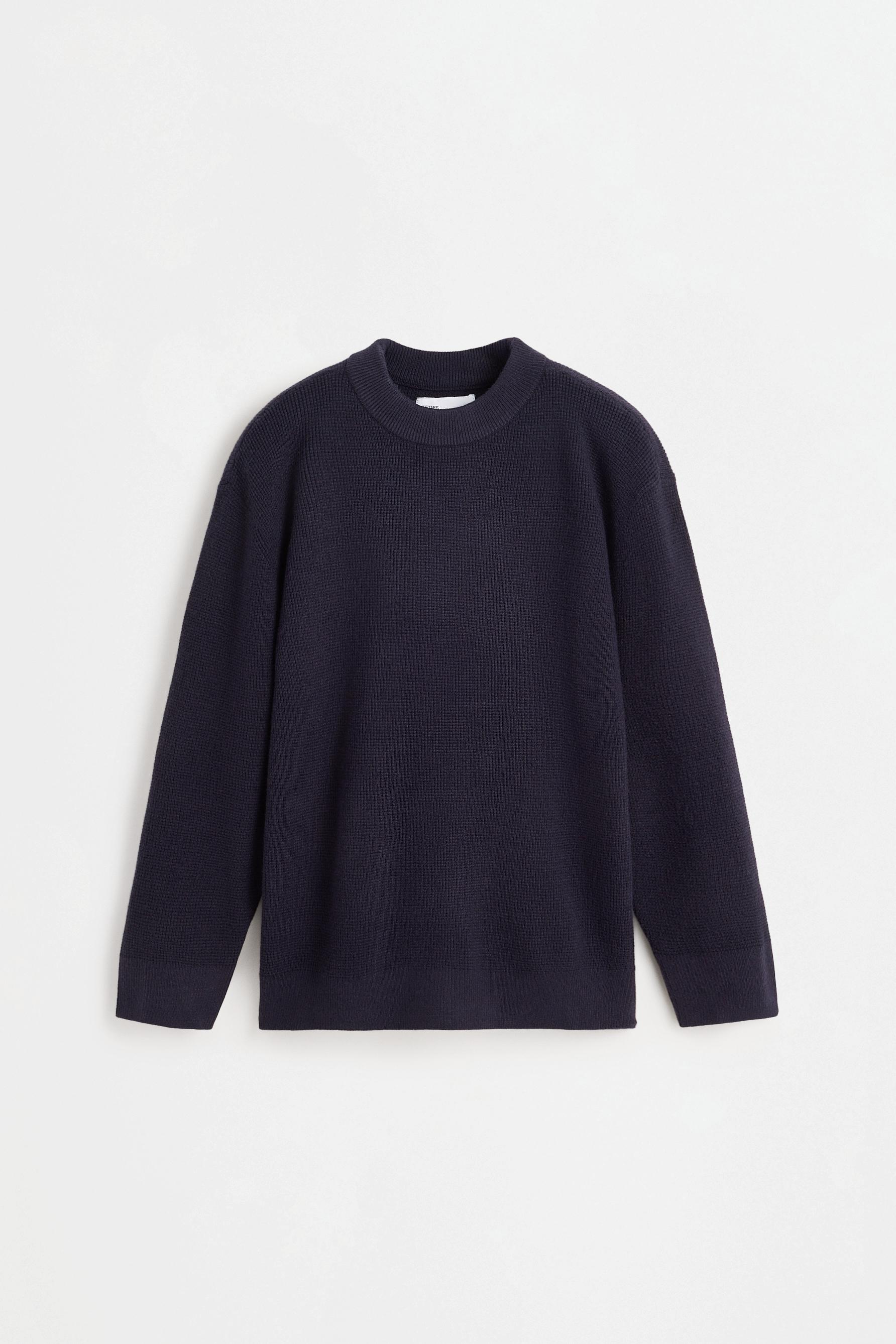Waffle-knit sweater — DARK BLUE