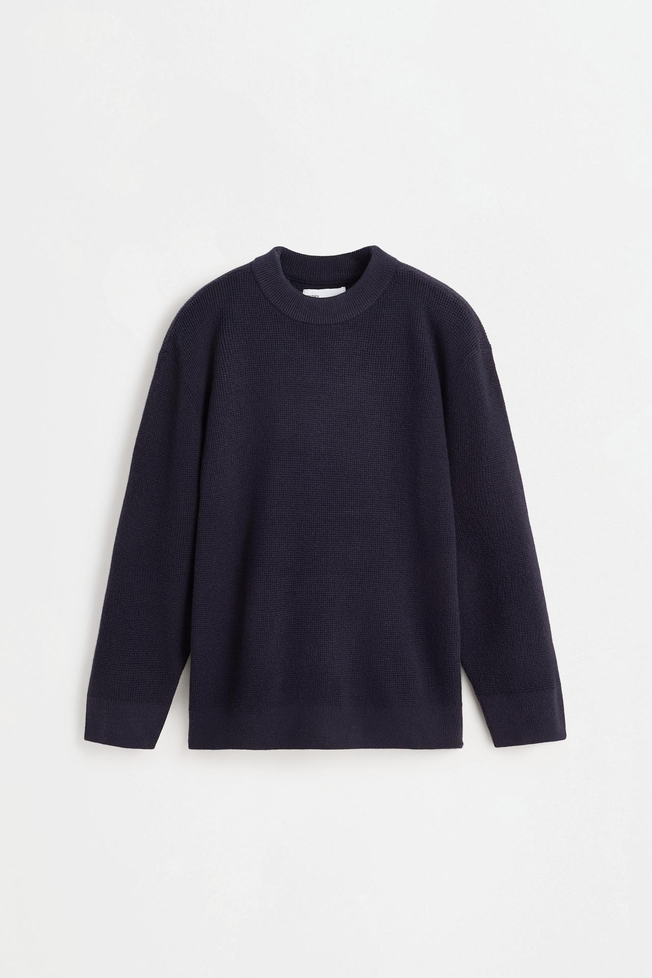 Waffle-knit sweater — DARK BLUE