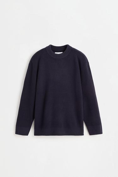Waffle-knit sweater — DARK BLUE 1