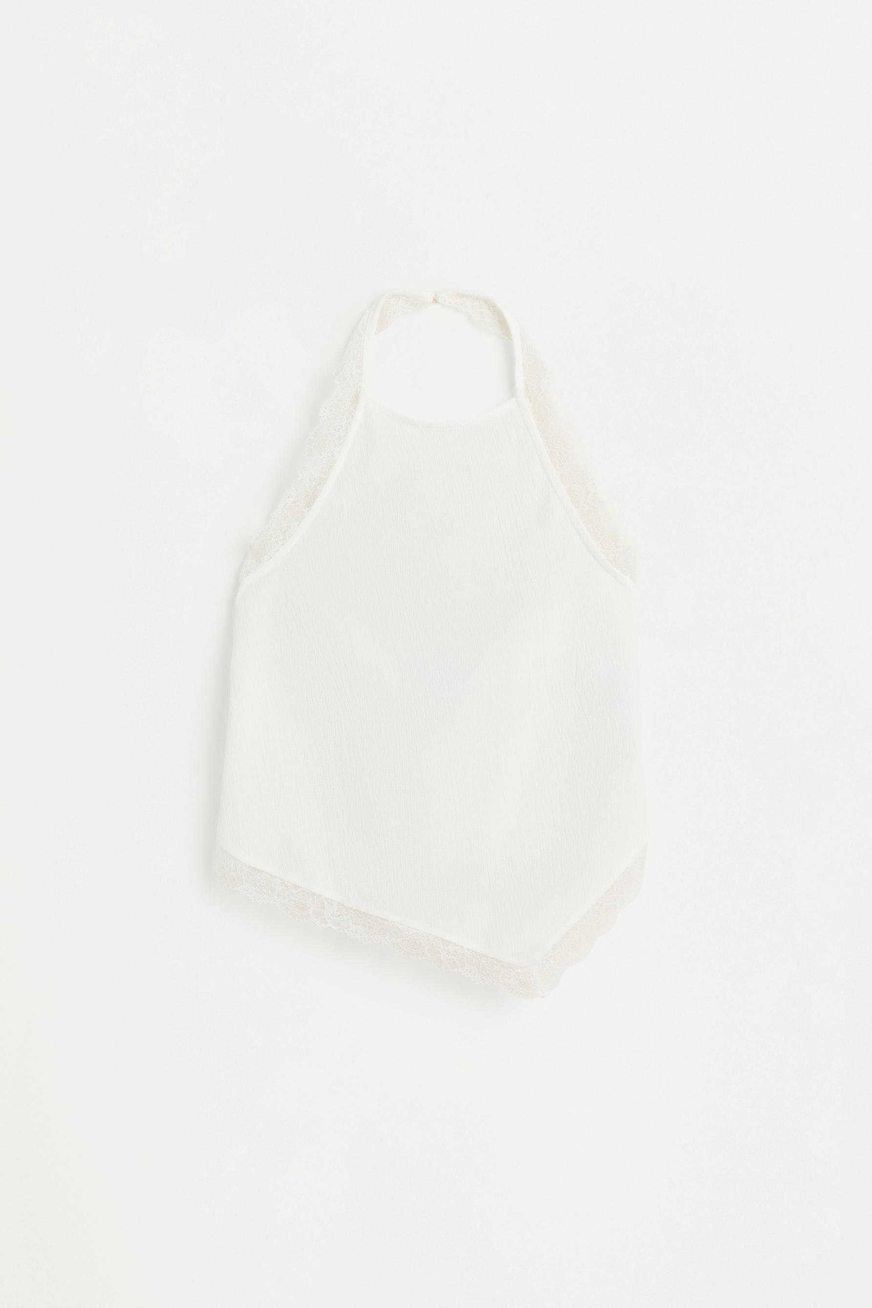 Lace halter top — OFF WHITE