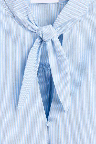 Tie-neck shirt — PALE BLUE 7