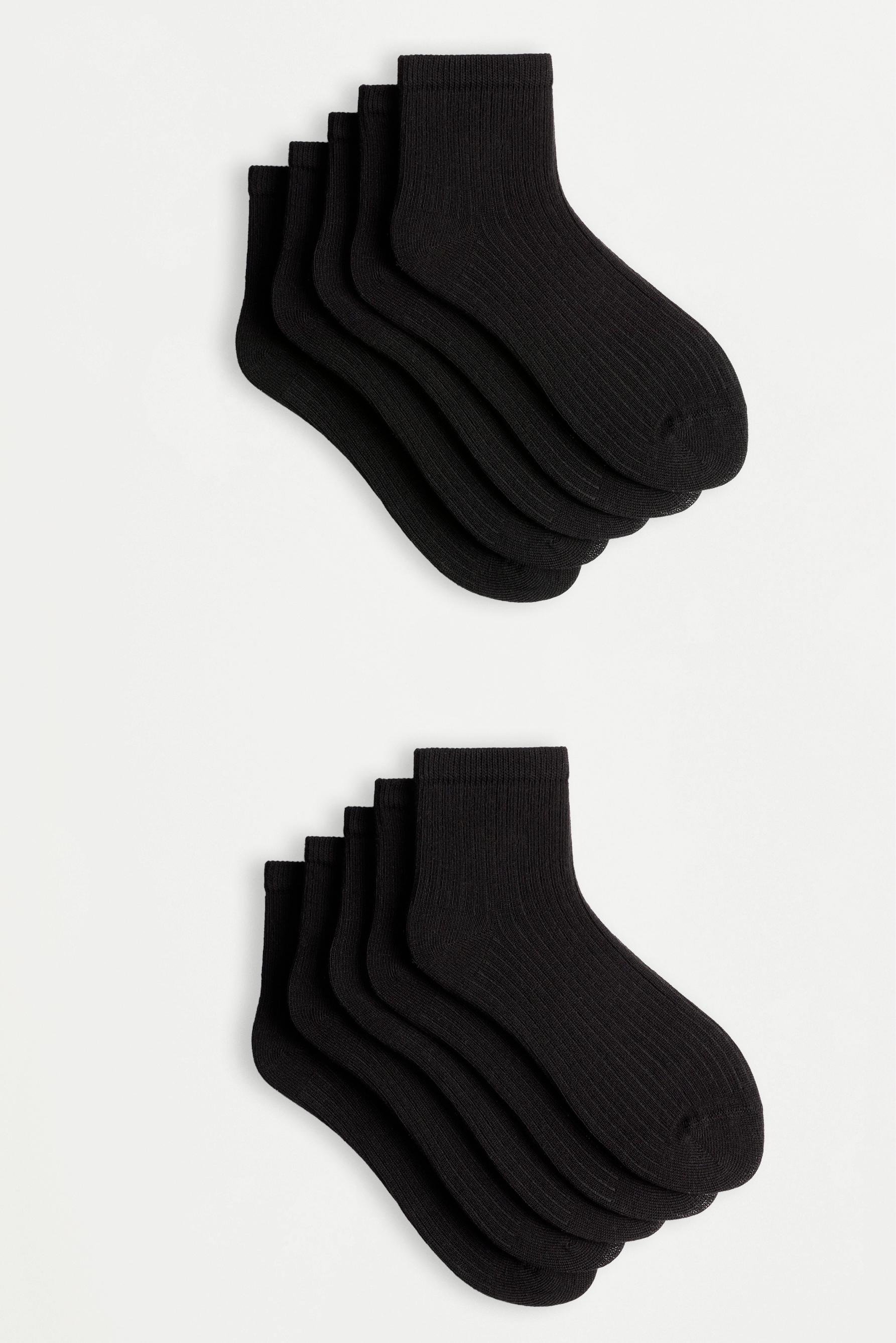 Ribbed short socks (Pack 10) — BLACK