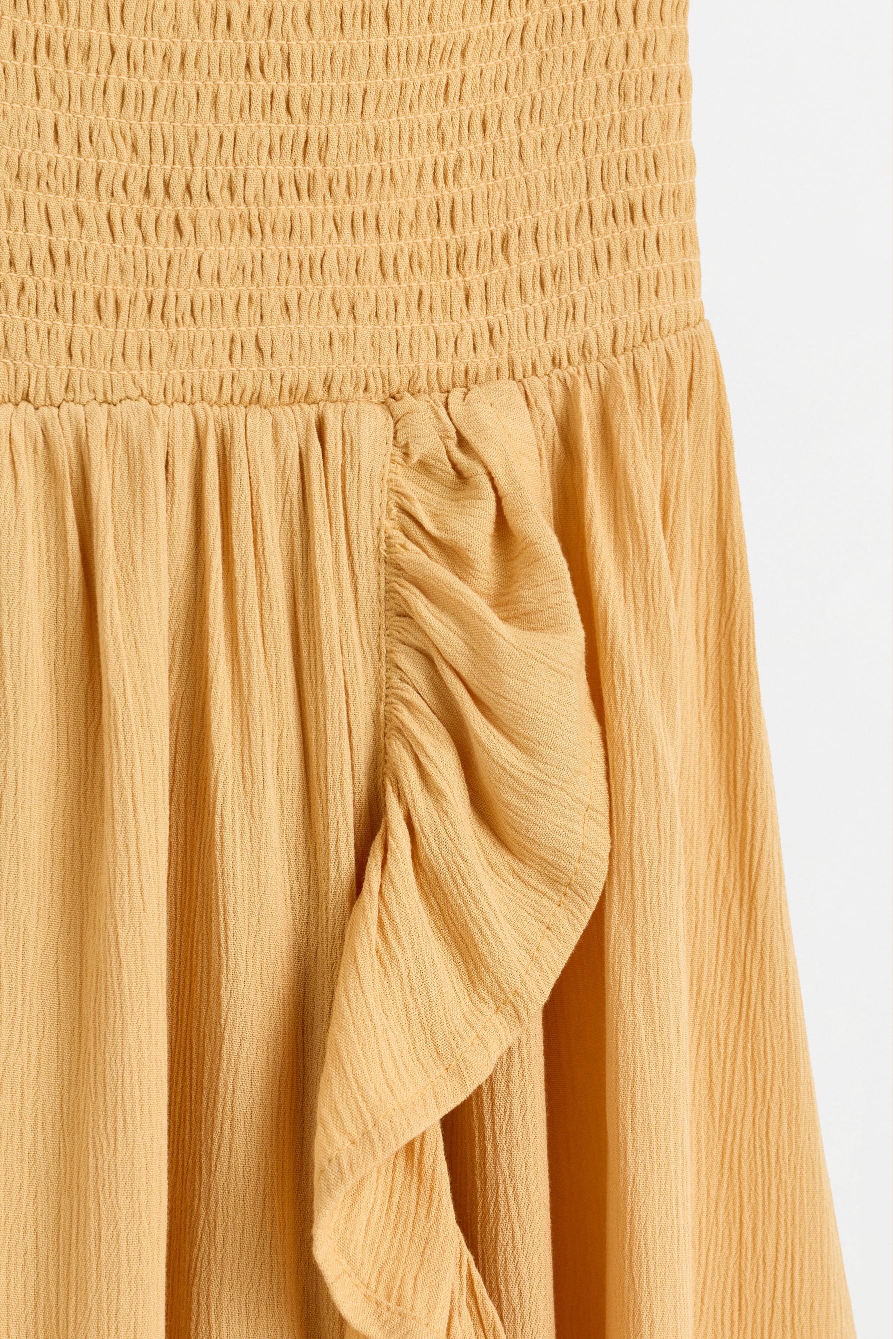 Smocked short dress — YELLOW