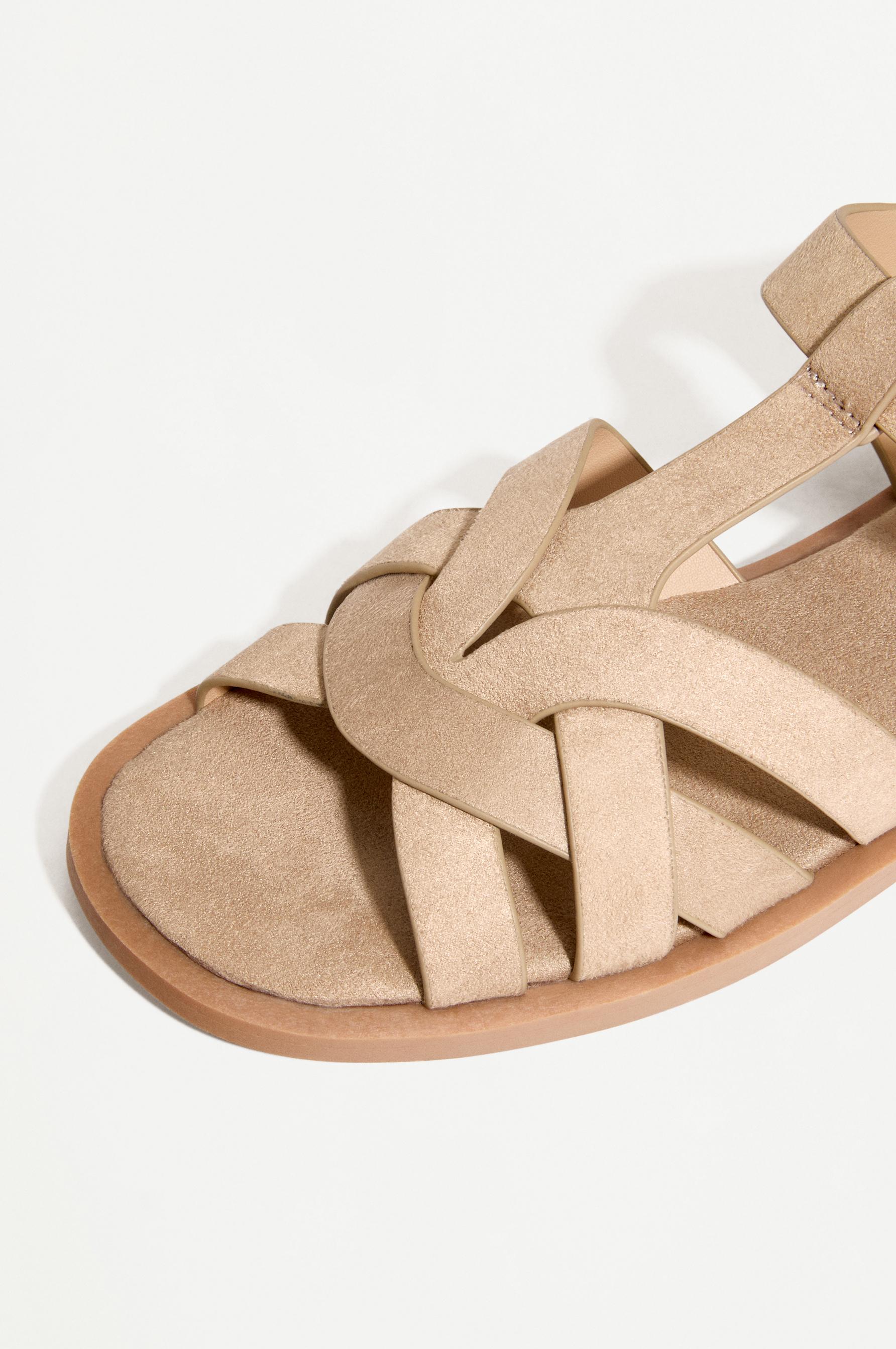Faux suede cage sandals — ECRU