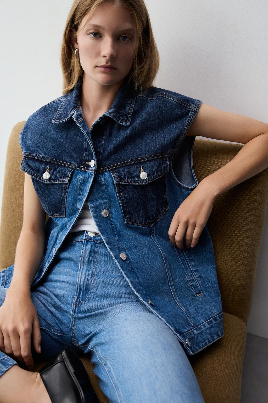 Chaleco denim contrastes