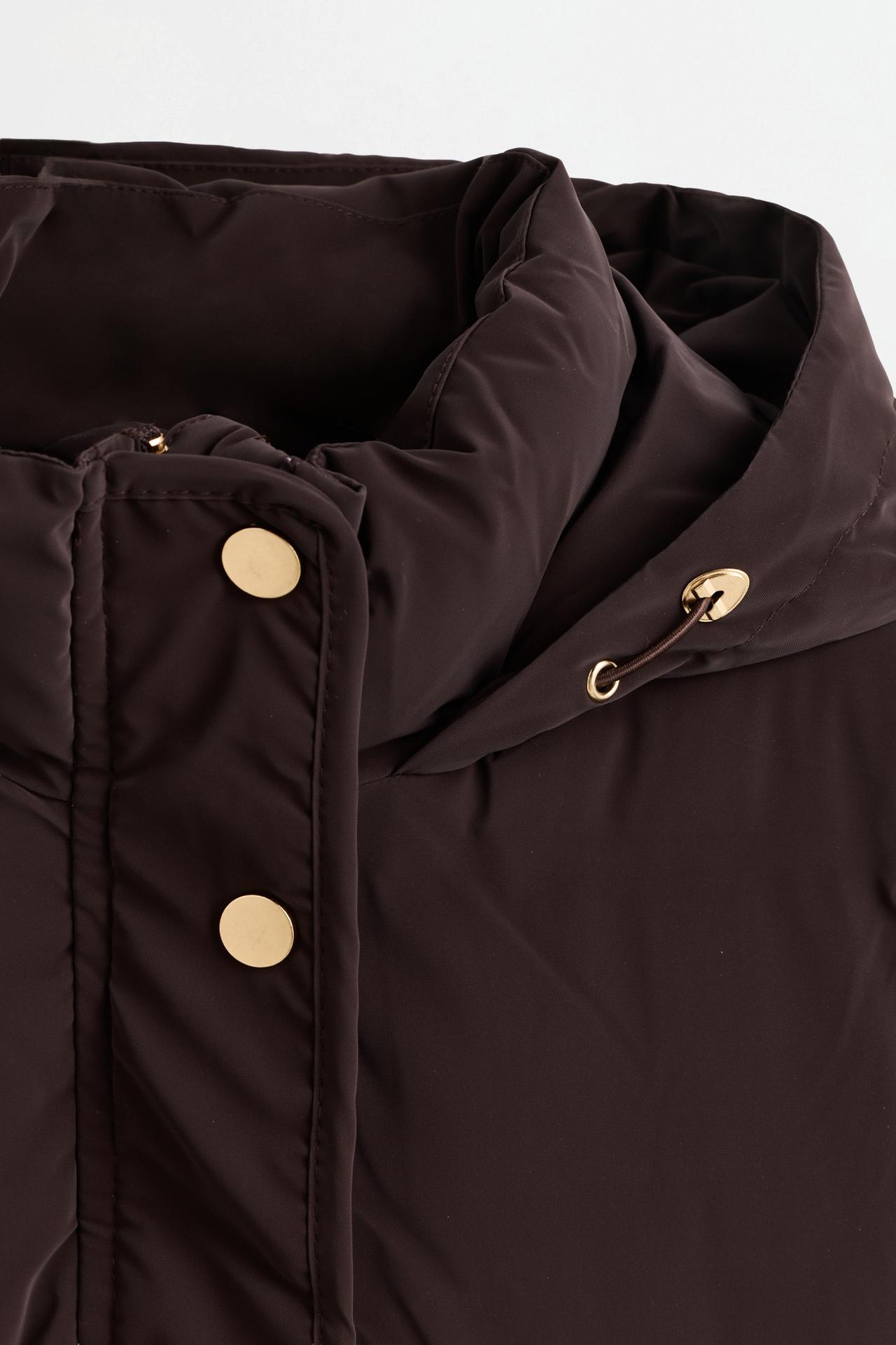 Long quilted coat — CHOCOLATE