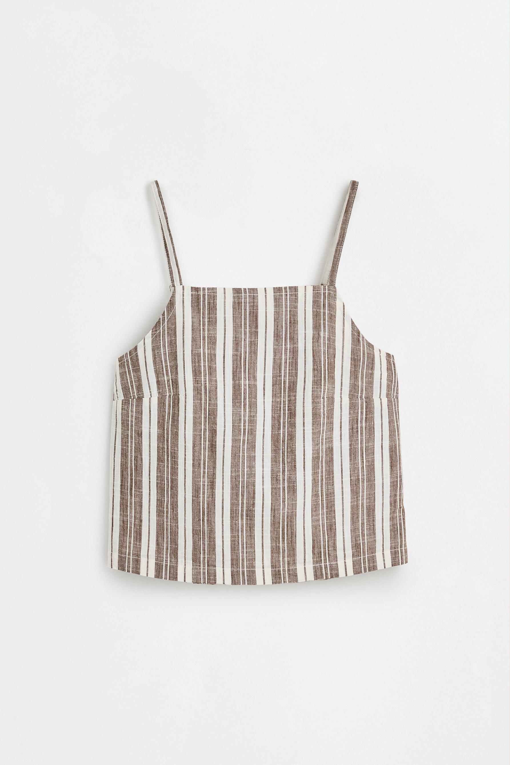 Denim strappy top — STRIPED