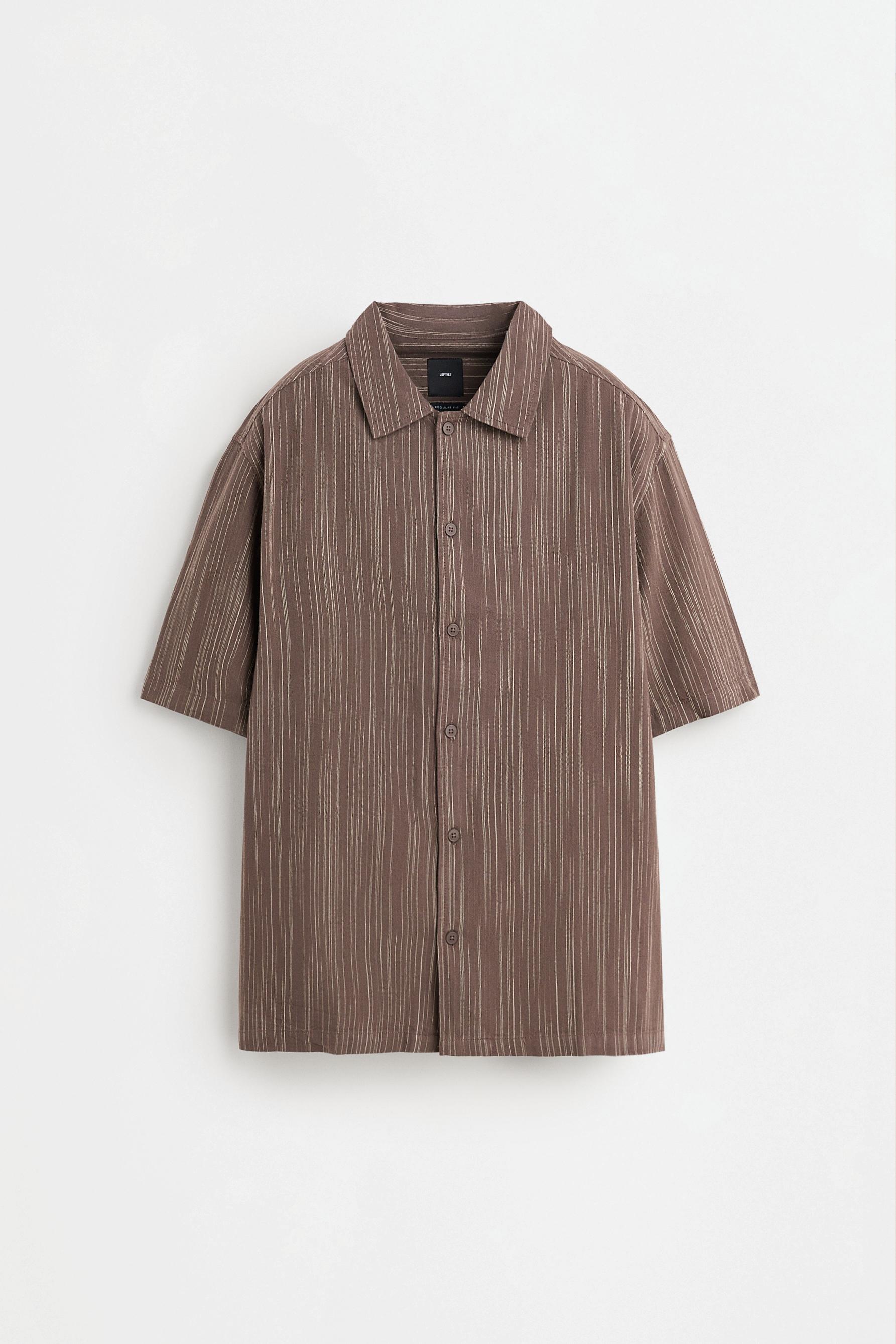 Striped short sleeve shirt — TAUPE BROWN