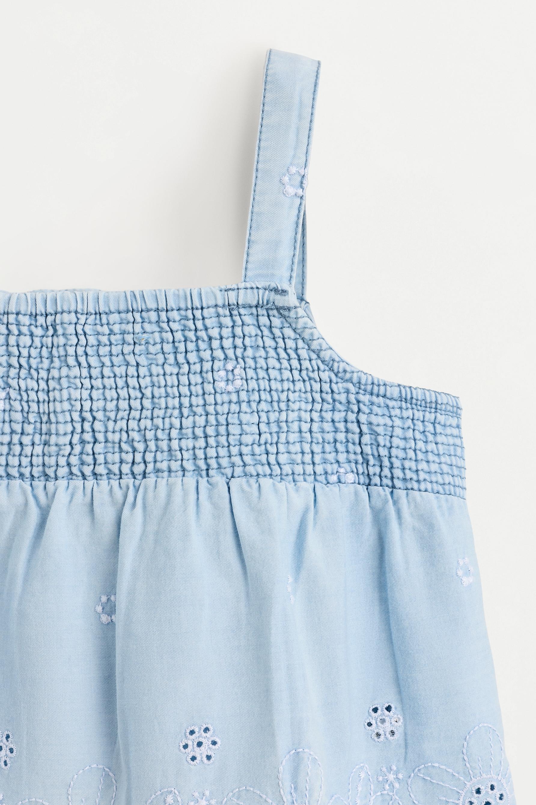 Embroidered denim top — PALE BLUE