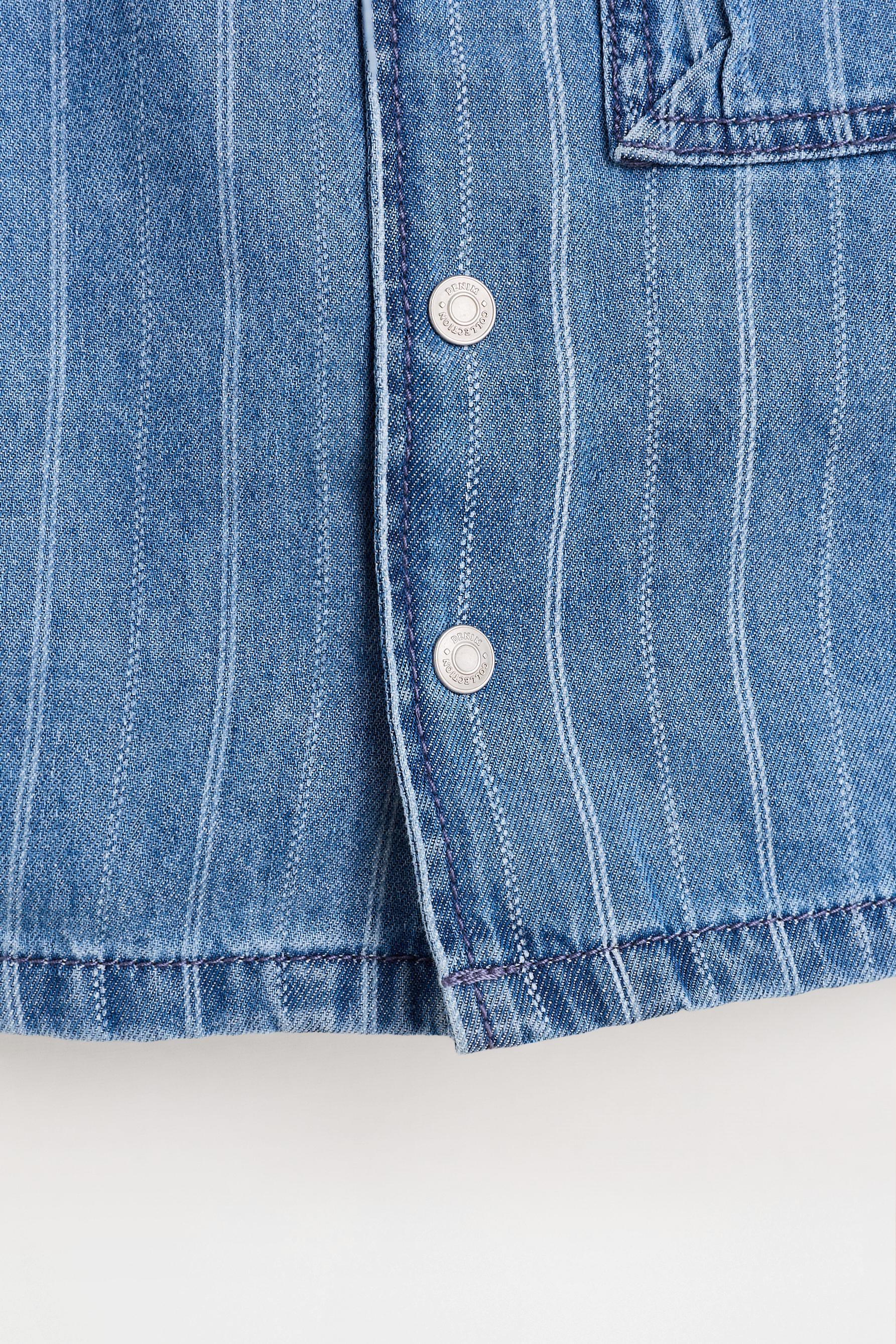 Striped denim resort shirt — BLUE