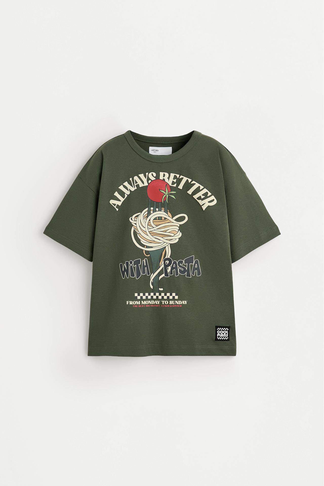 Raised text print T-shirt — EMERALD GREEN