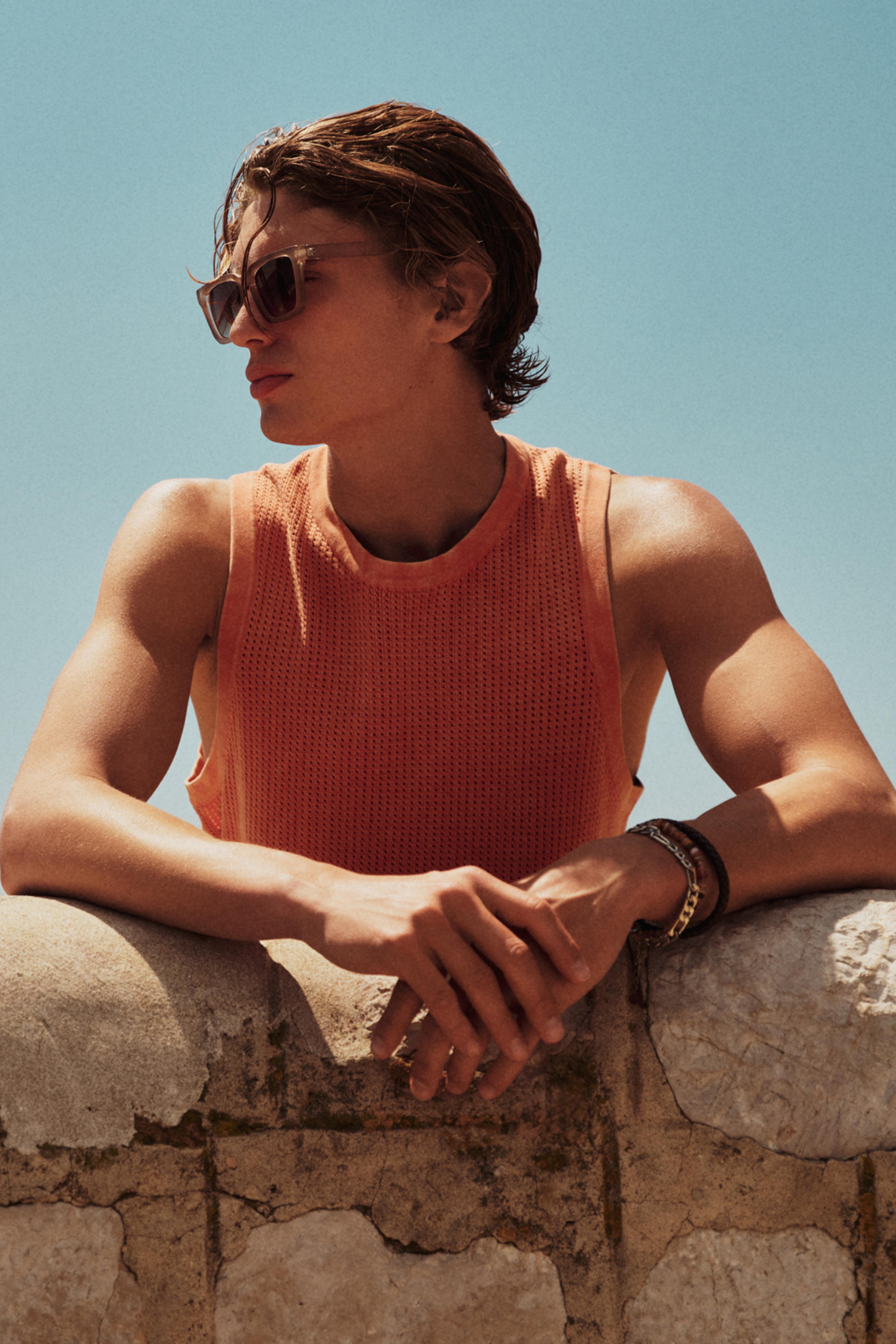 Cutwork strappy T-shirt — ORANGE