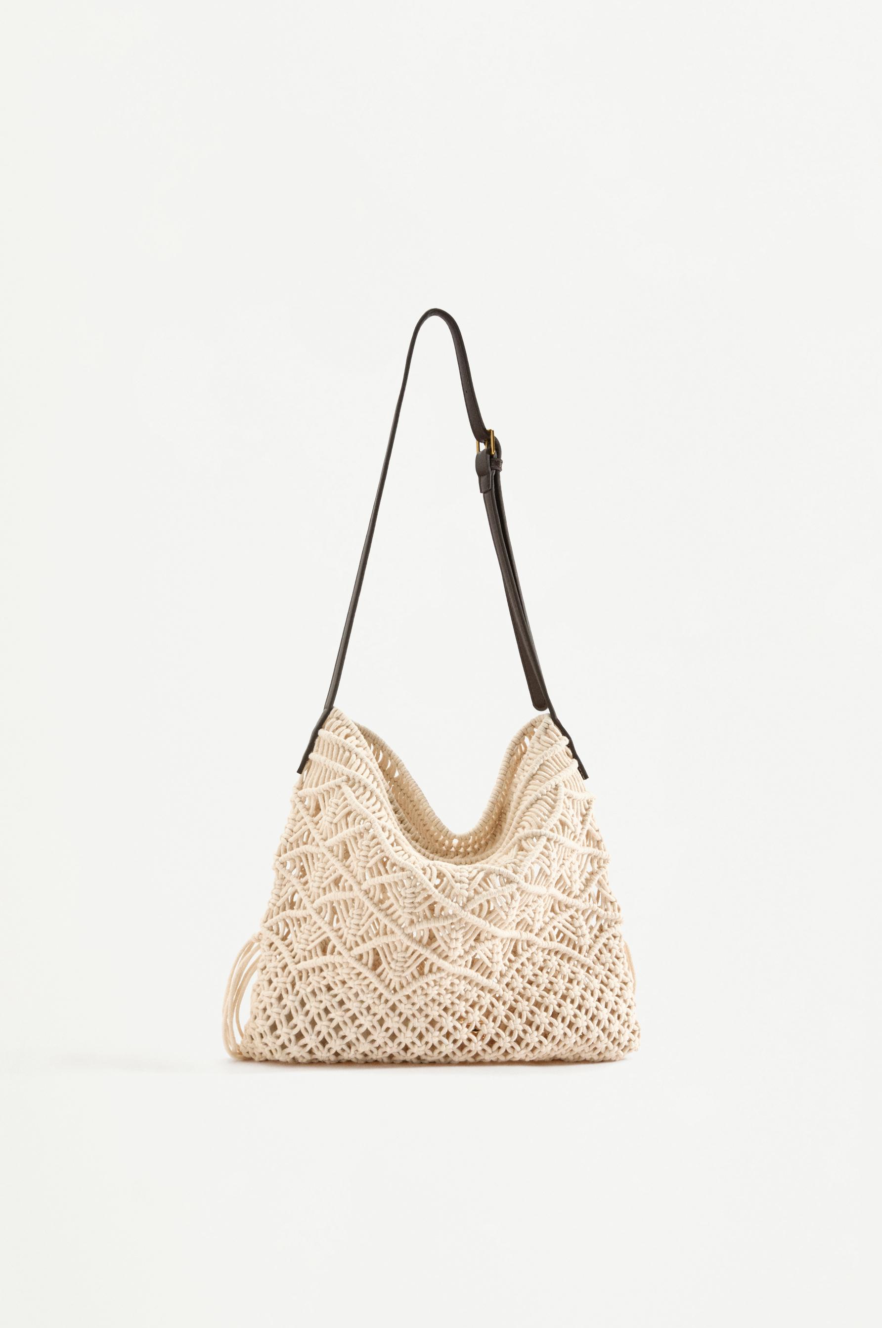 Macramé crossbody bag — ECRU