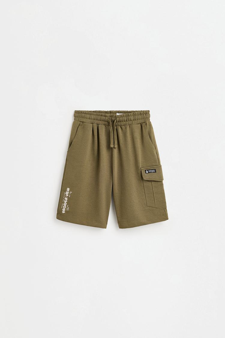 Plush cargo Bermuda shorts — KHAKI