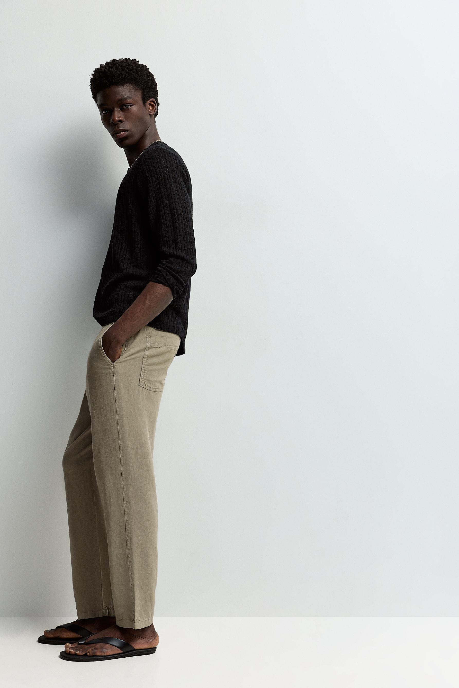 Linen-cotton jogger trousers — KHAKI
