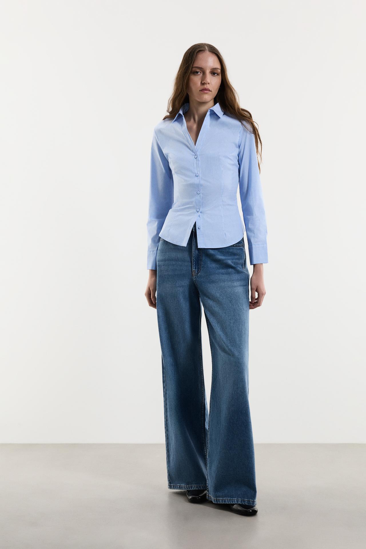 Printed poplin shirt — STRIPED