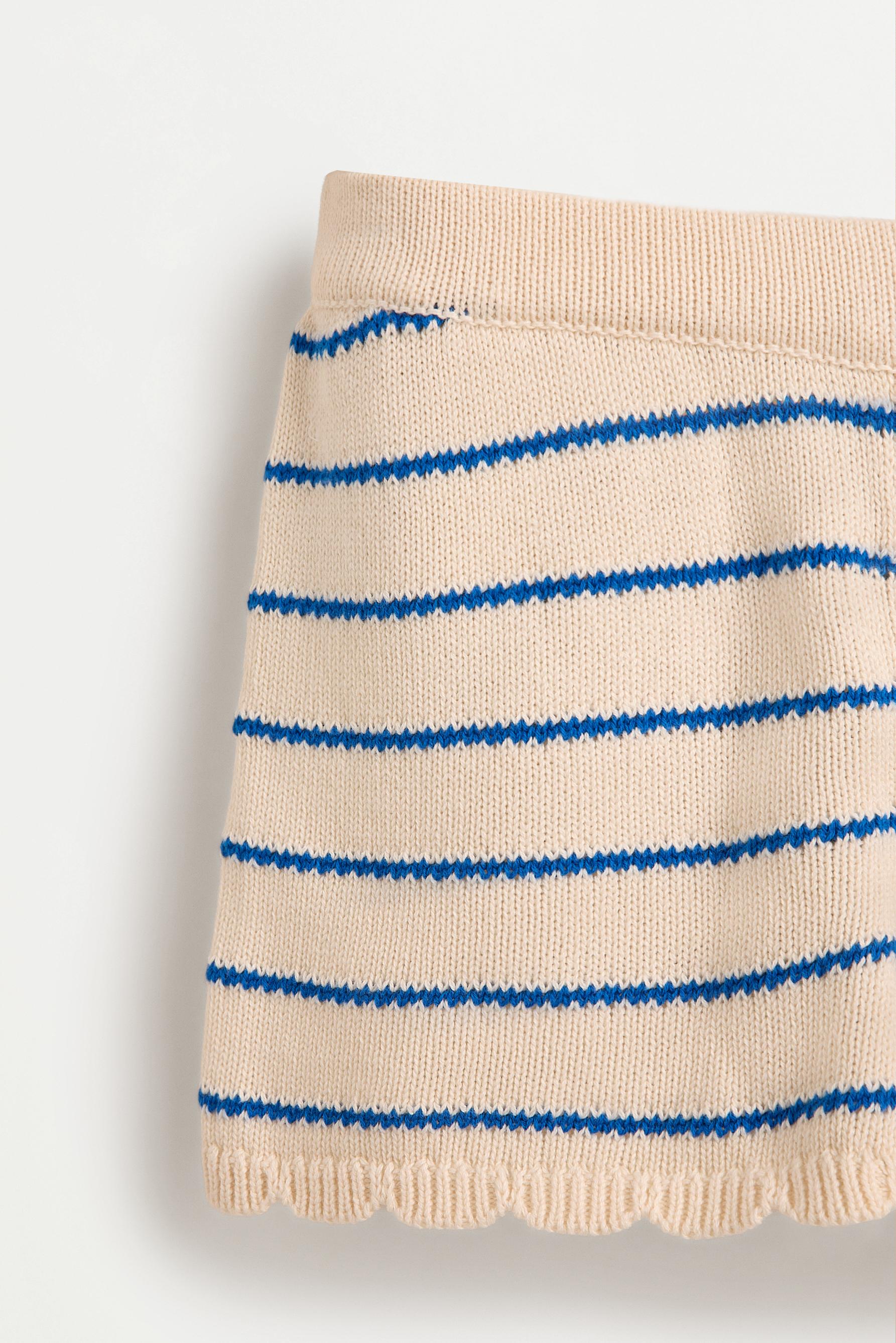 Girl's striped beige shorts — ECRU/BLUE