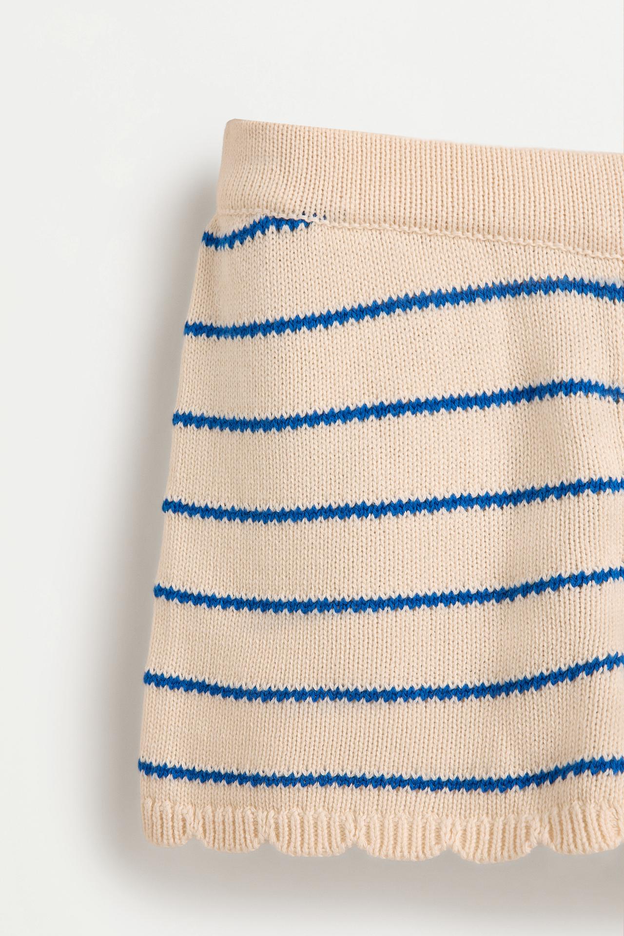 Girl's striped beige shorts — ECRU/BLUE
