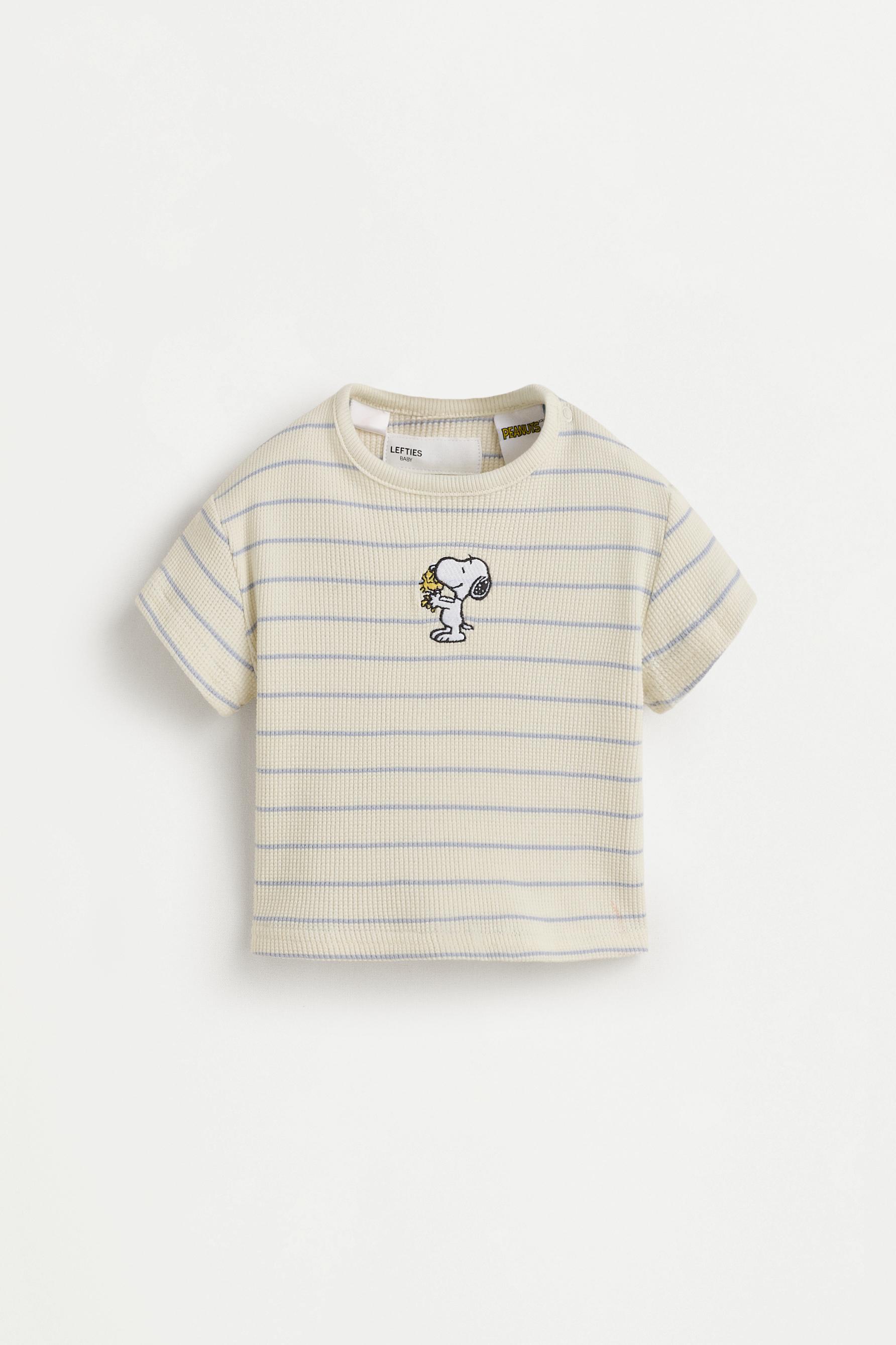 Snoopy Peanuts™ waffle-knit T-shirt and Bermuda shorts co-ord — WHITE