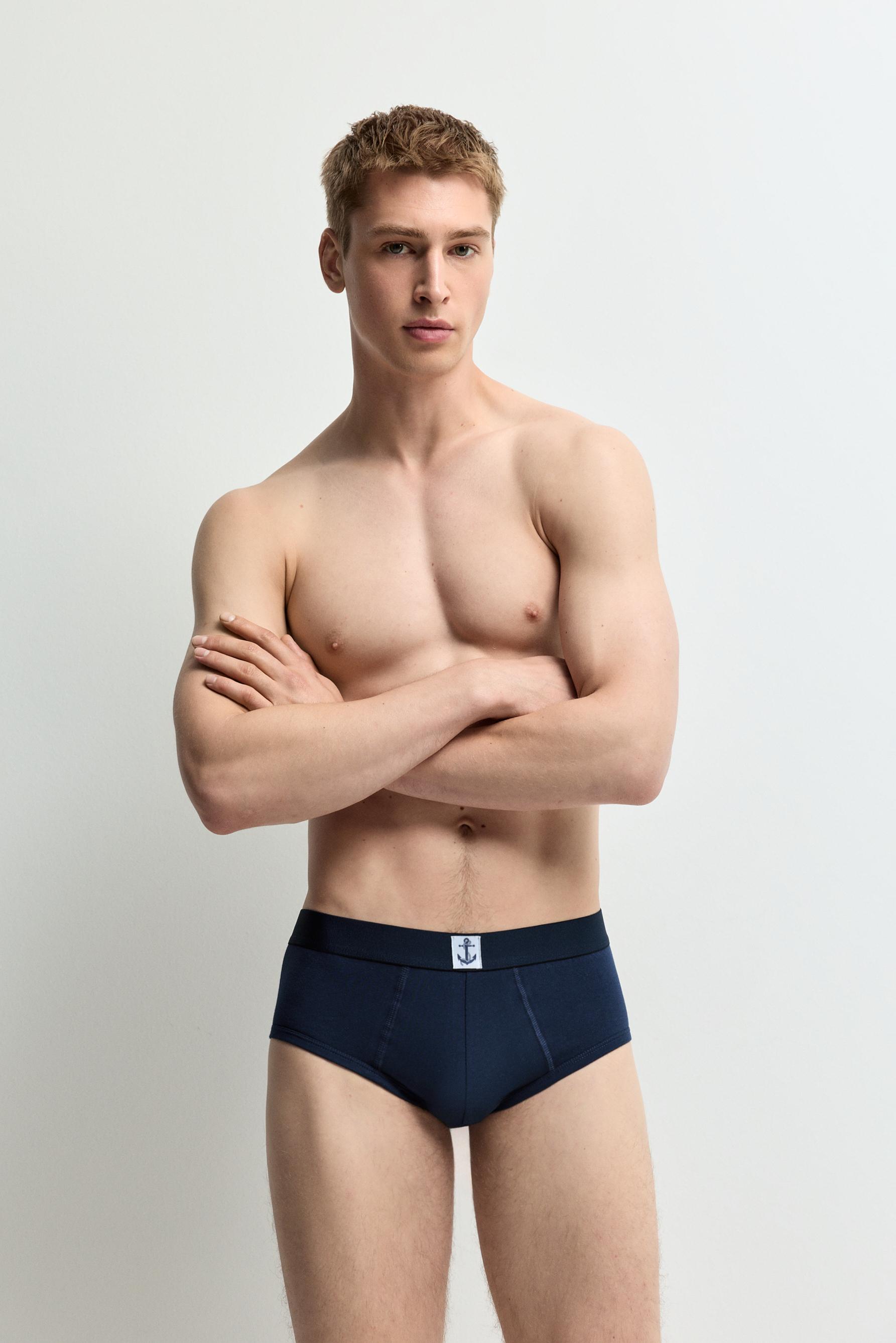 Pack of 5 contrast briefs — NAVY