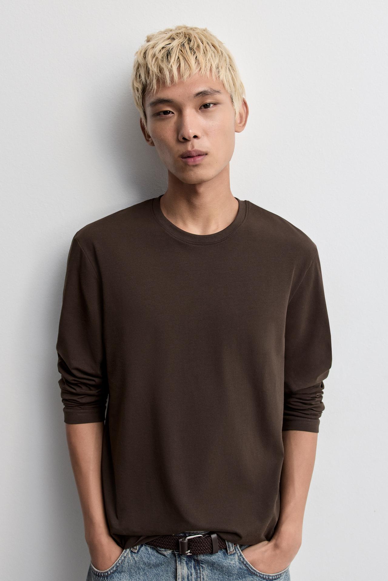 Basic long sleeve T-shirt — CHOCOLATE
