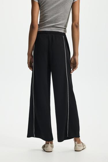 Wide-leg tracksuit trousers with contrast trim — BLACK 5