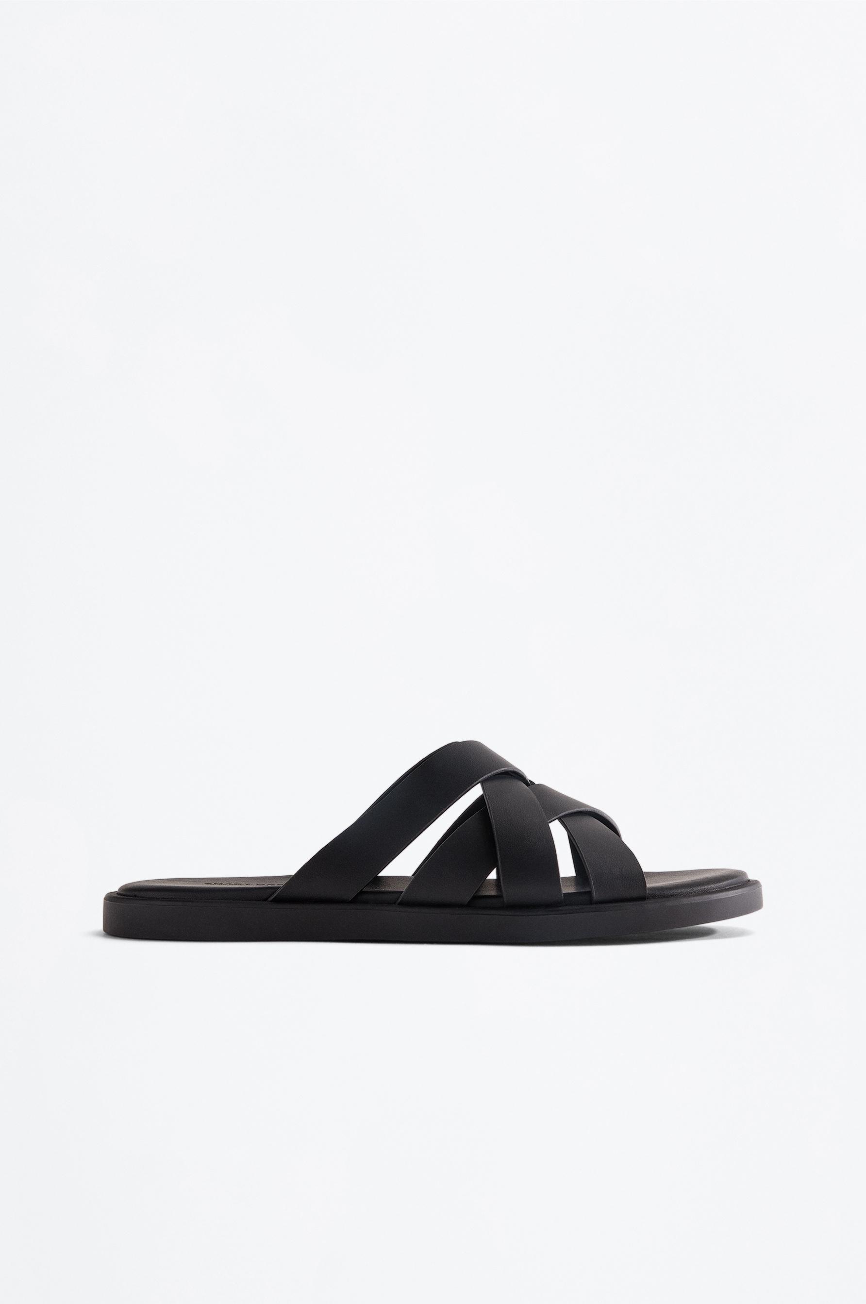 Cross-strap sandals — BLACK
