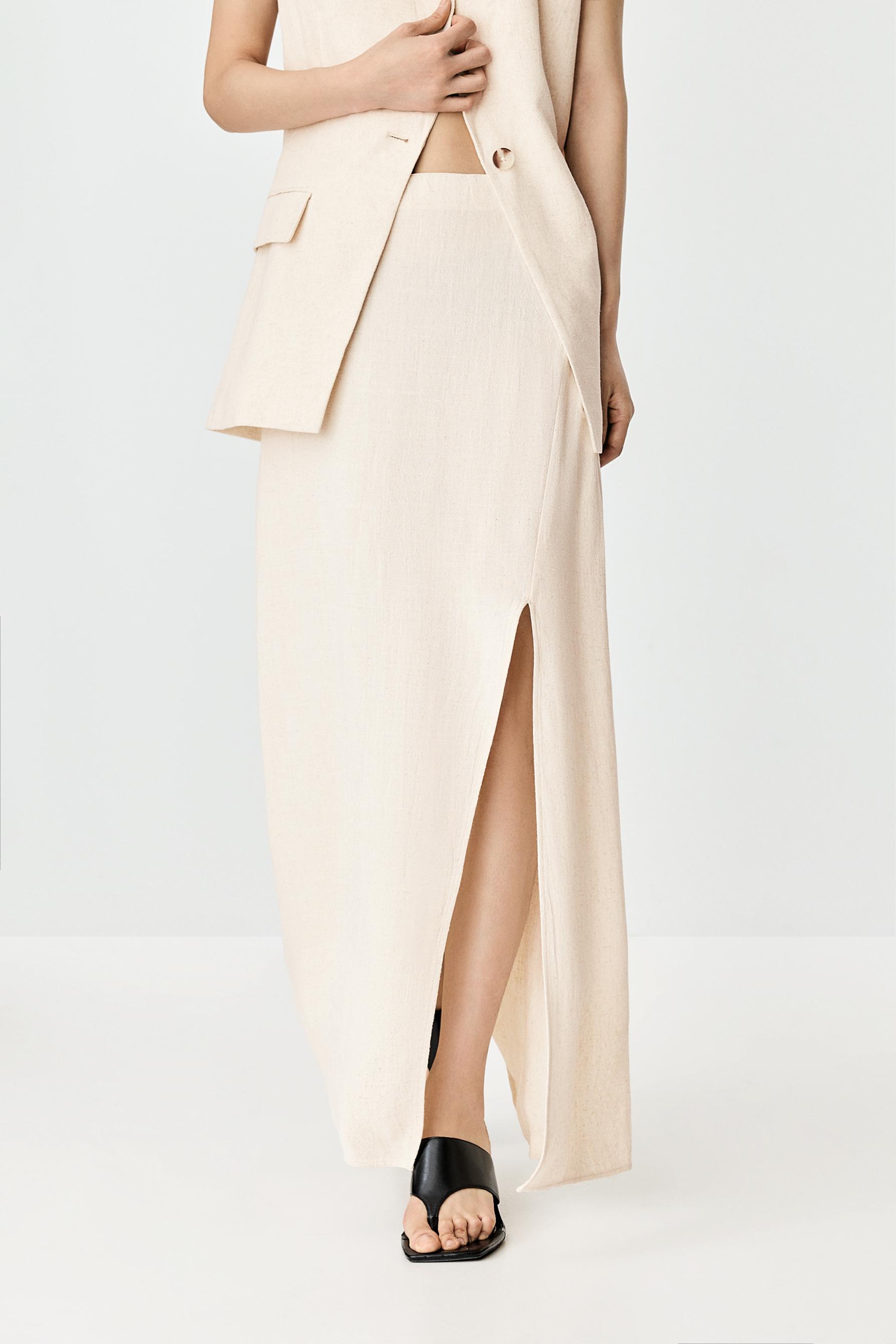 Rustic midi skirt — BEIGE