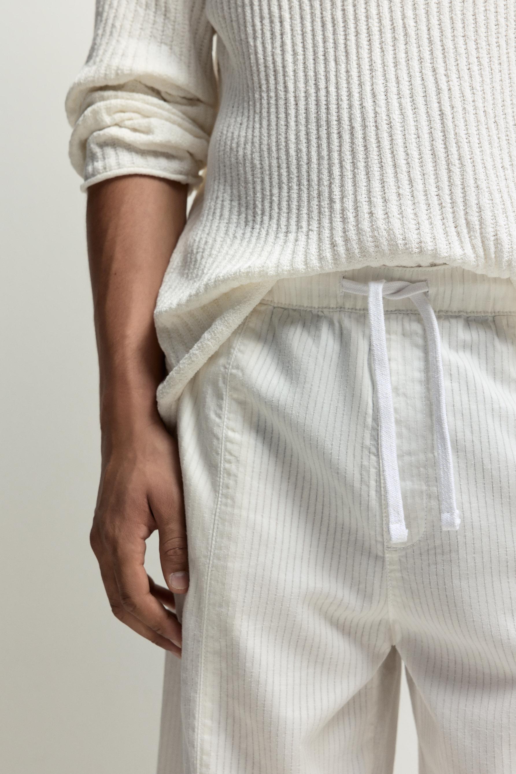 Baggy jogger trousers with linen — WHITE