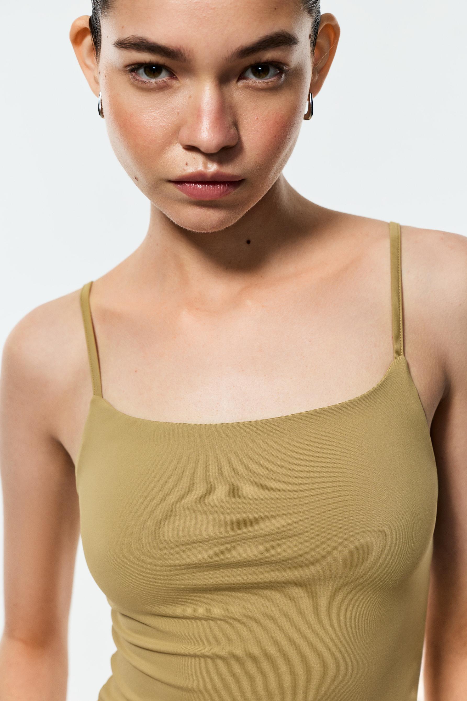 Polyamide strap top — BEIGE