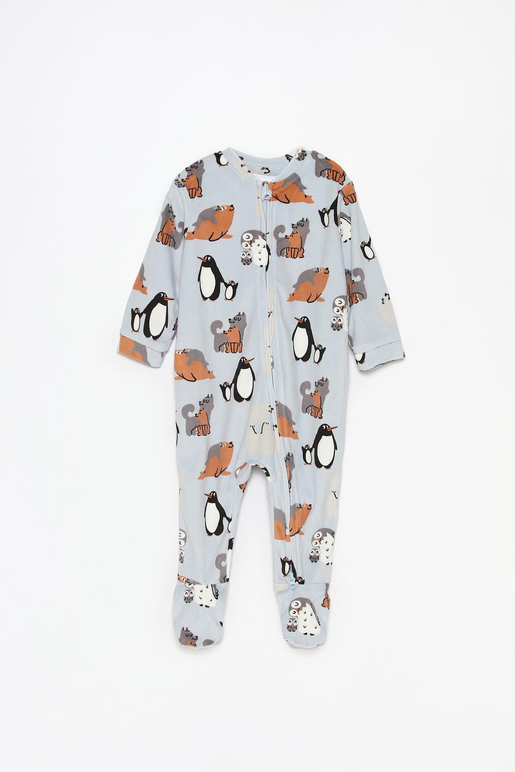 Velvety penguin sleepsuit