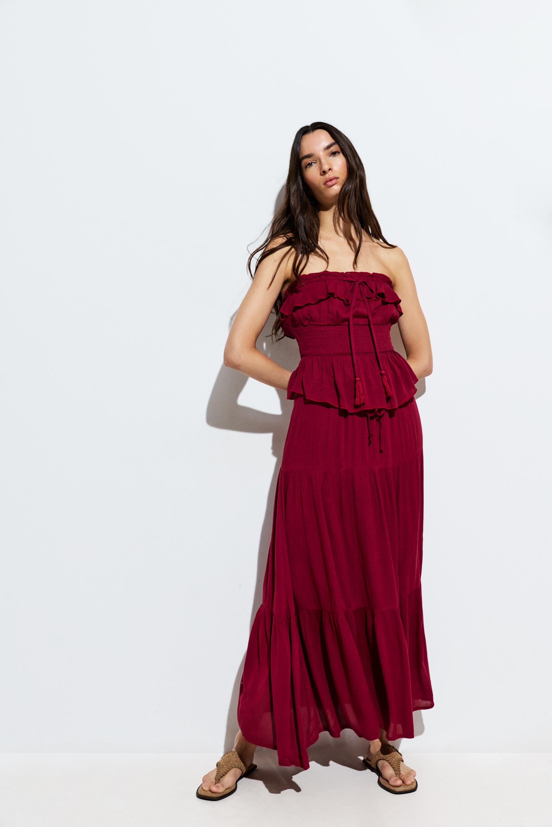 Basic textured midi skirt — MAROON