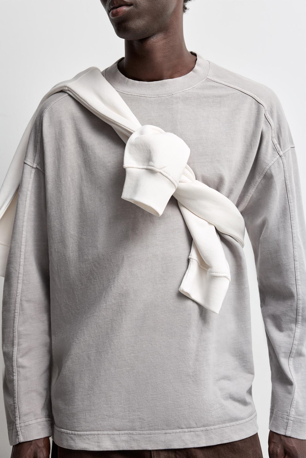 Washed-effect sweatshirt — MEDIUM GREY