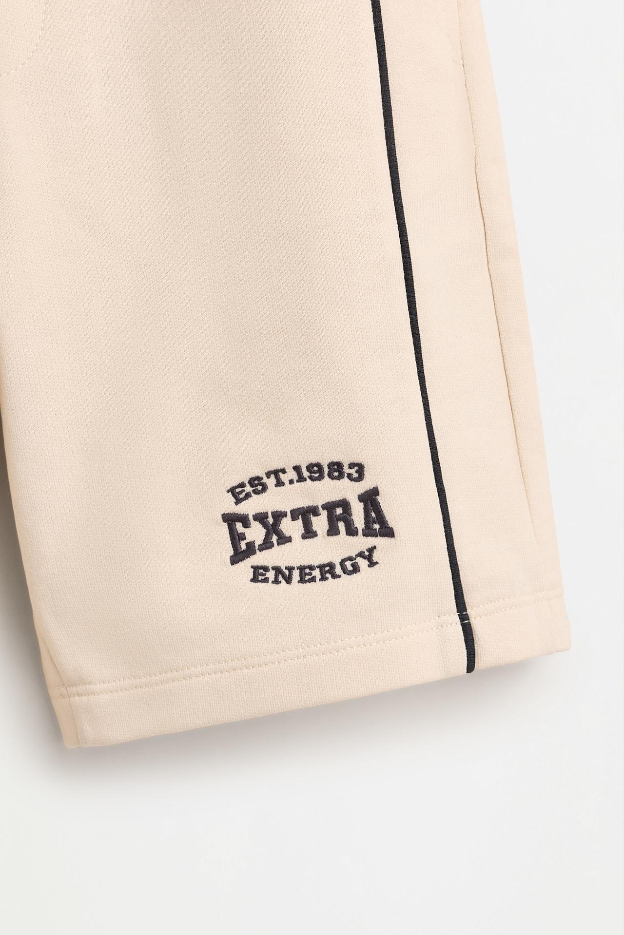 Contrast seam plush Bermuda shorts — SAND