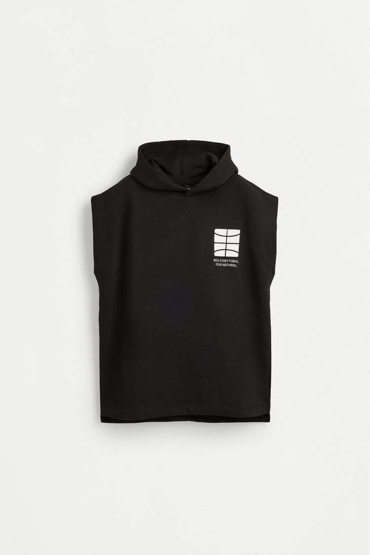 Sleeveless hoodie — BLACK