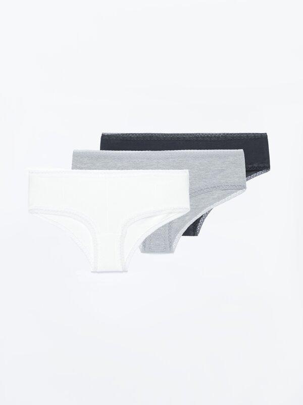 Pack of 3 hipster briefs with lace trim