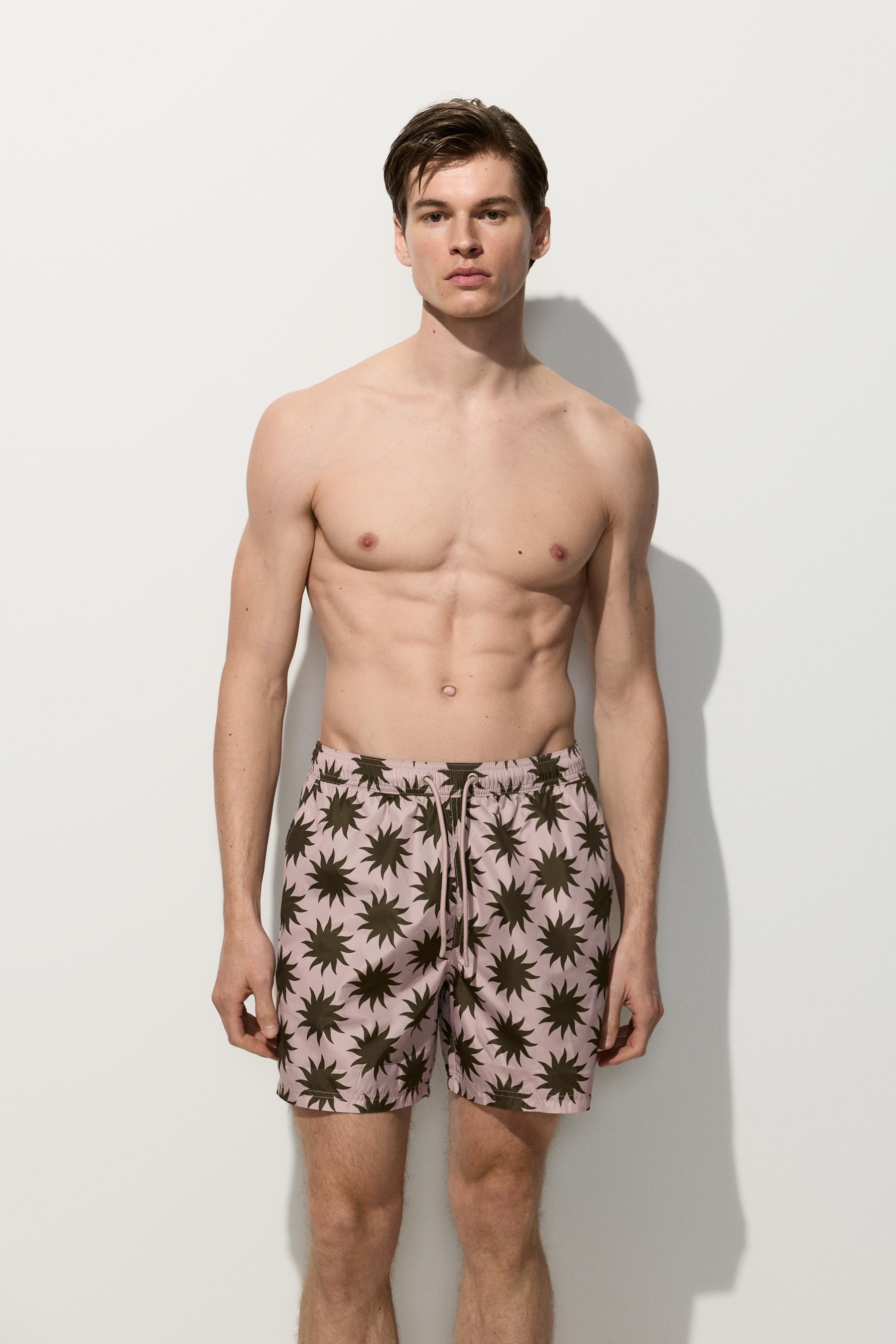 Printed regular fit swim shorts — PINK