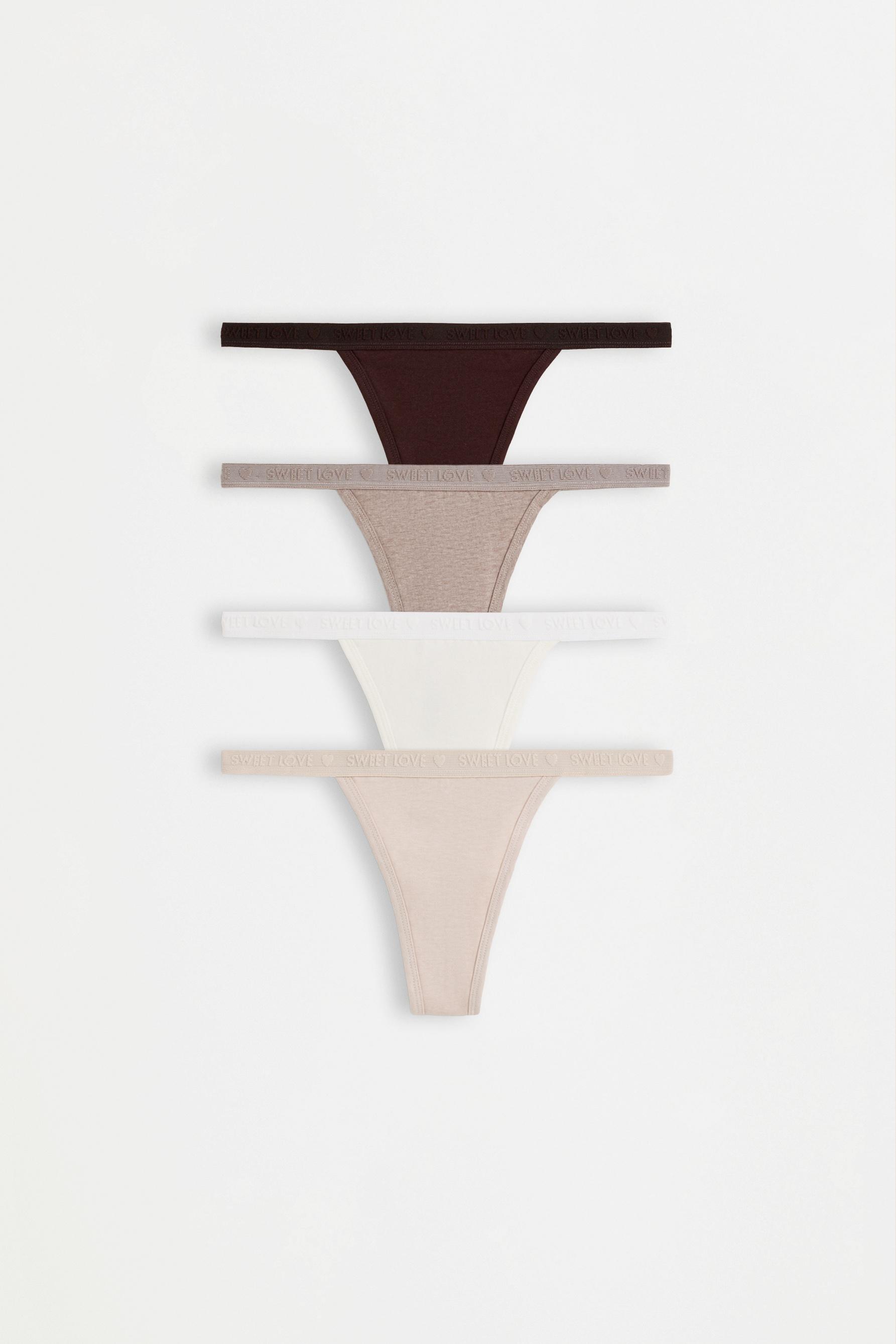 4-pack of cotton thongs — BROWN