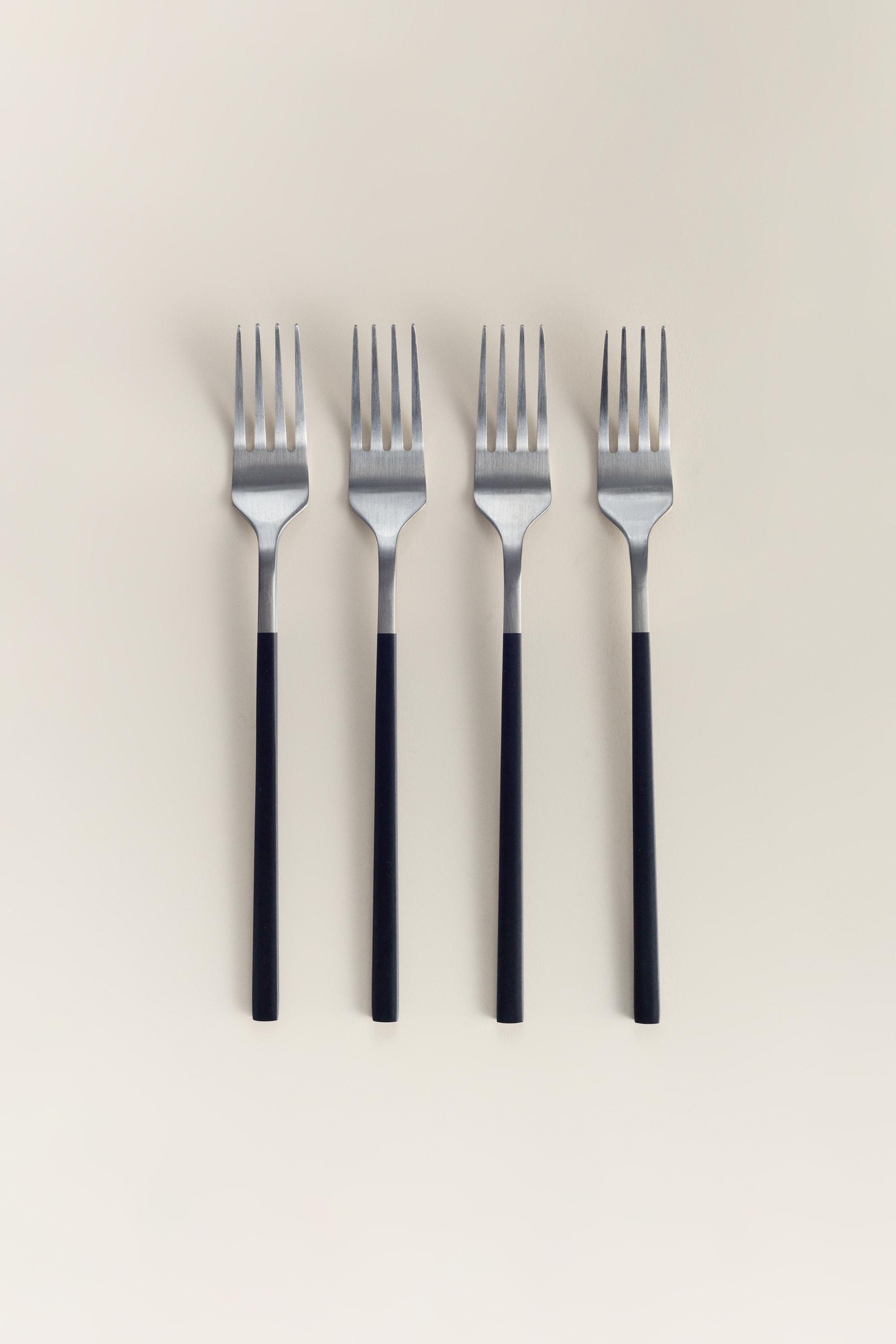 Pack 4 tenedores detalle negro