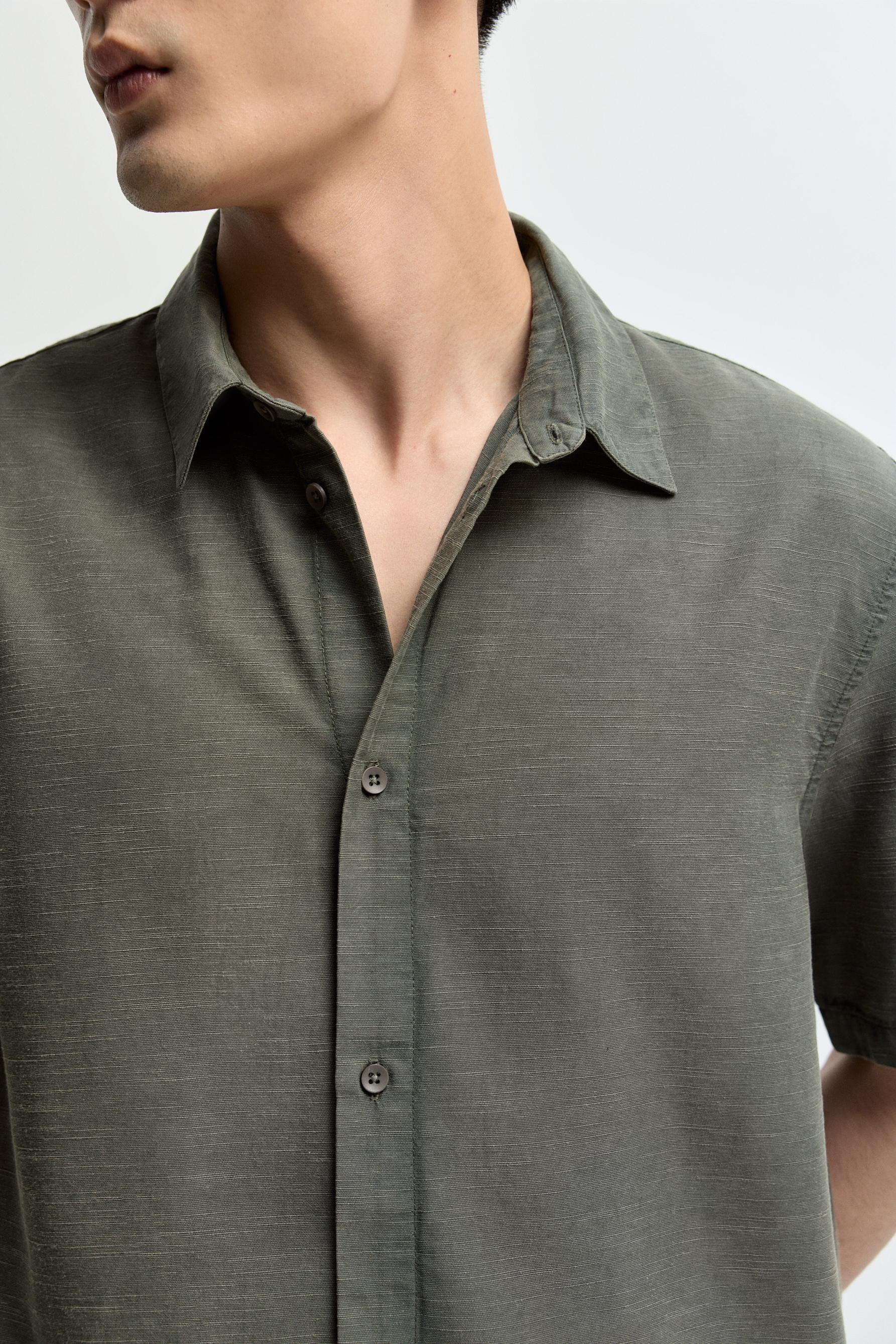 Faded-effect texture shirt — GREEN