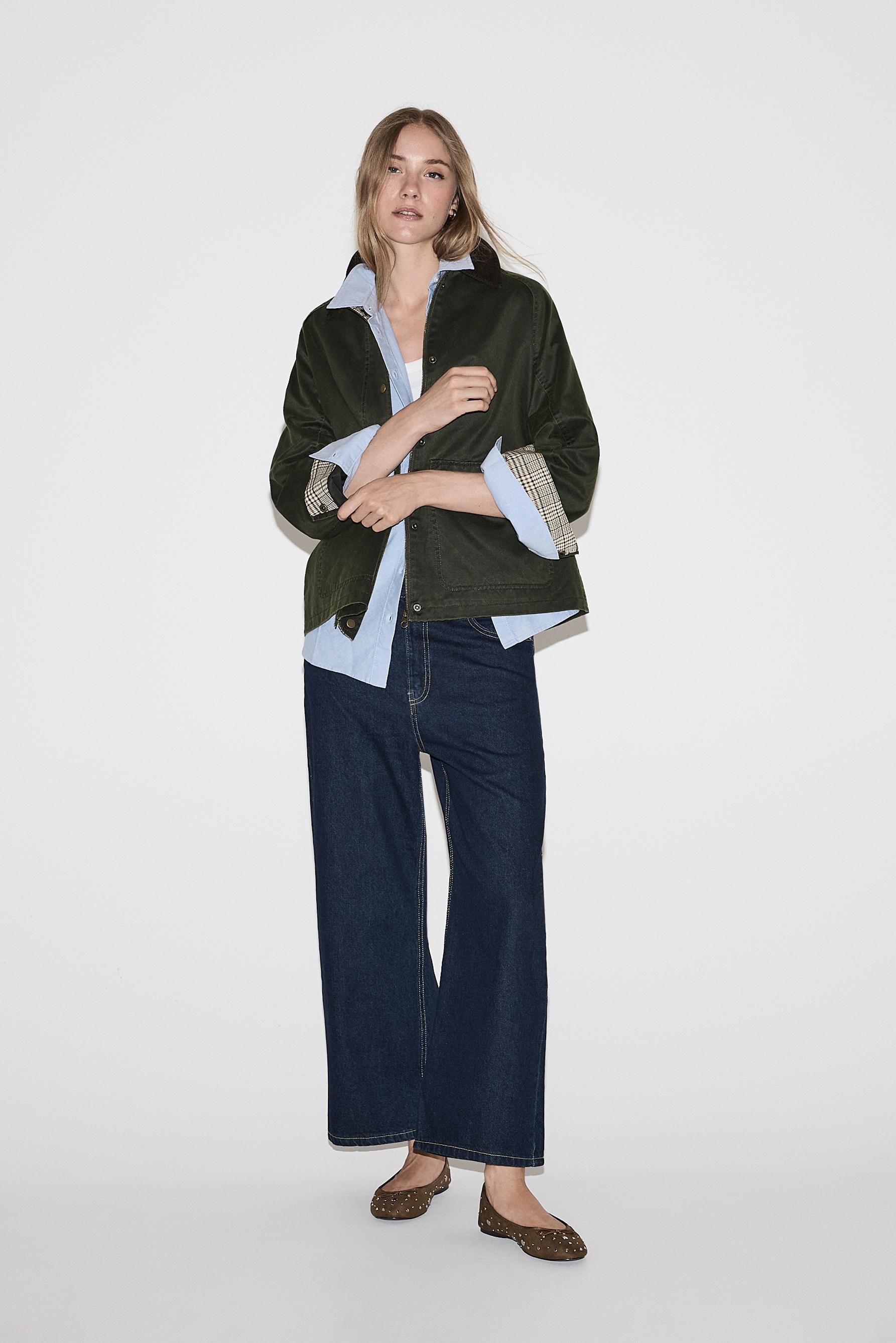 Waxed corduroy collar jacket — FADED GREEN