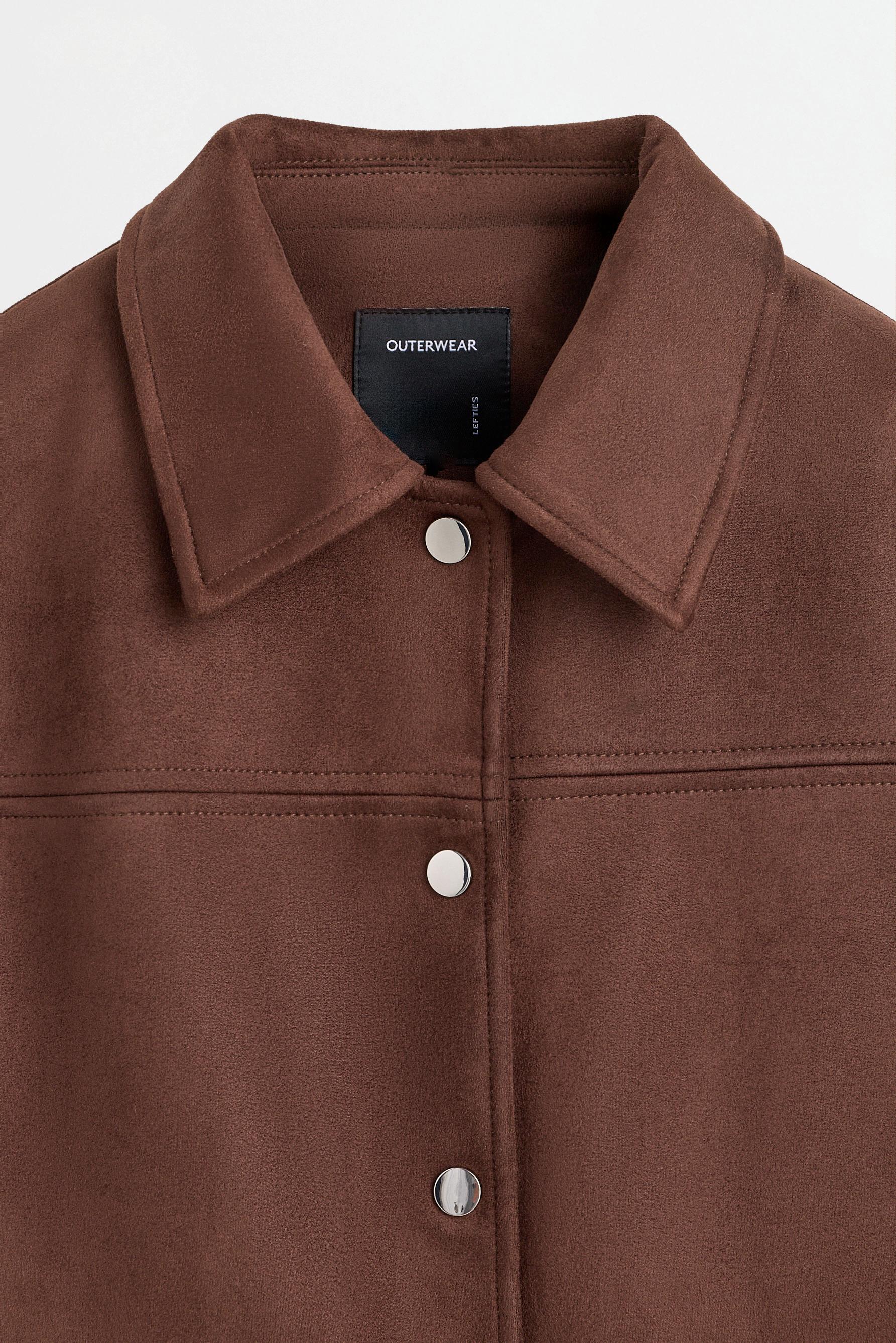 Faux suede jacket — CHOCOLATE BROWN