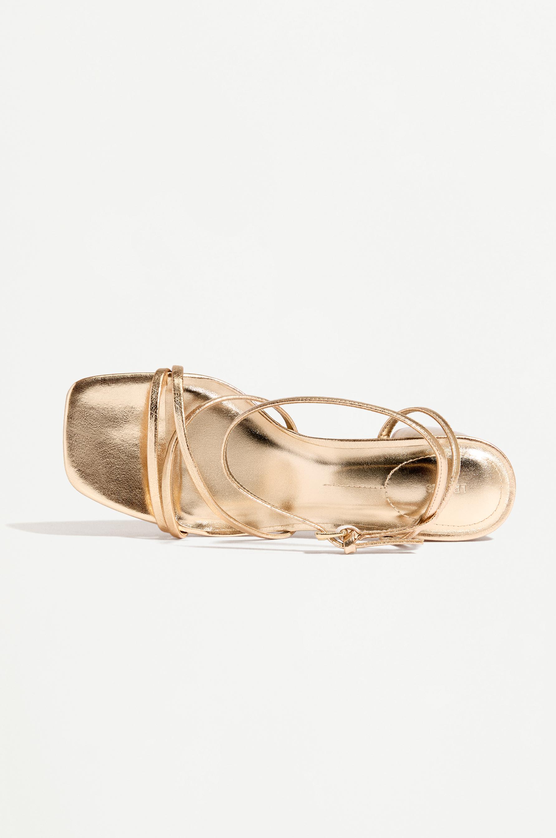 Gold ankle strap heel sandals — GOLD
