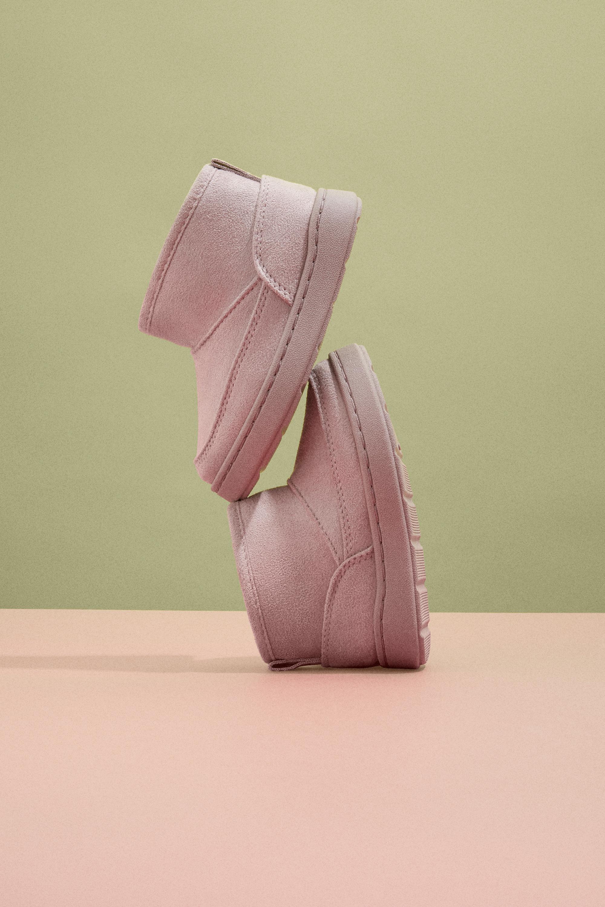 Lined faux fur boot — PALE PINK