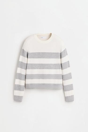 Knit sweater — WHITE/GREY 1